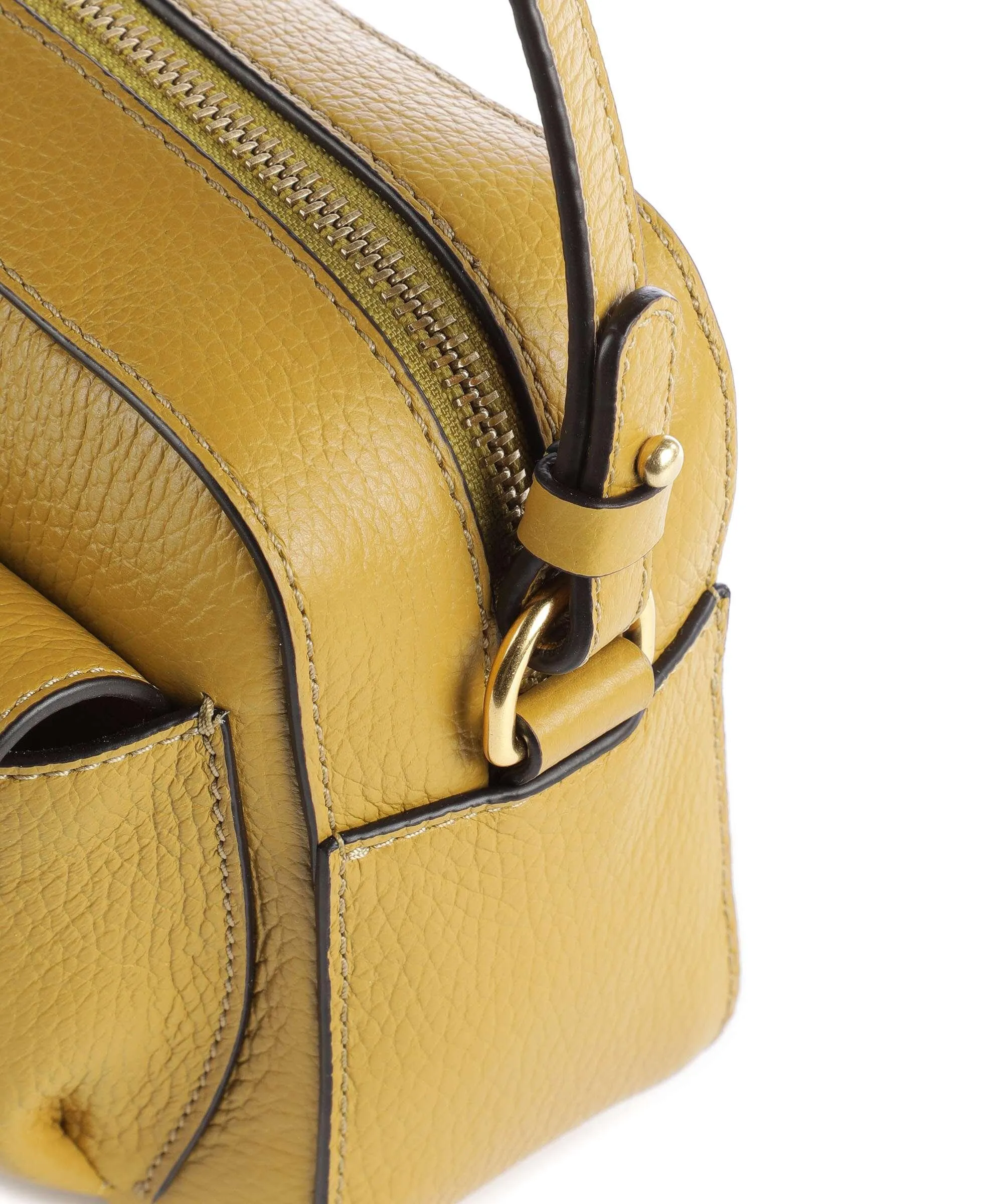 Ochre Grained Leather Crossbody Bag