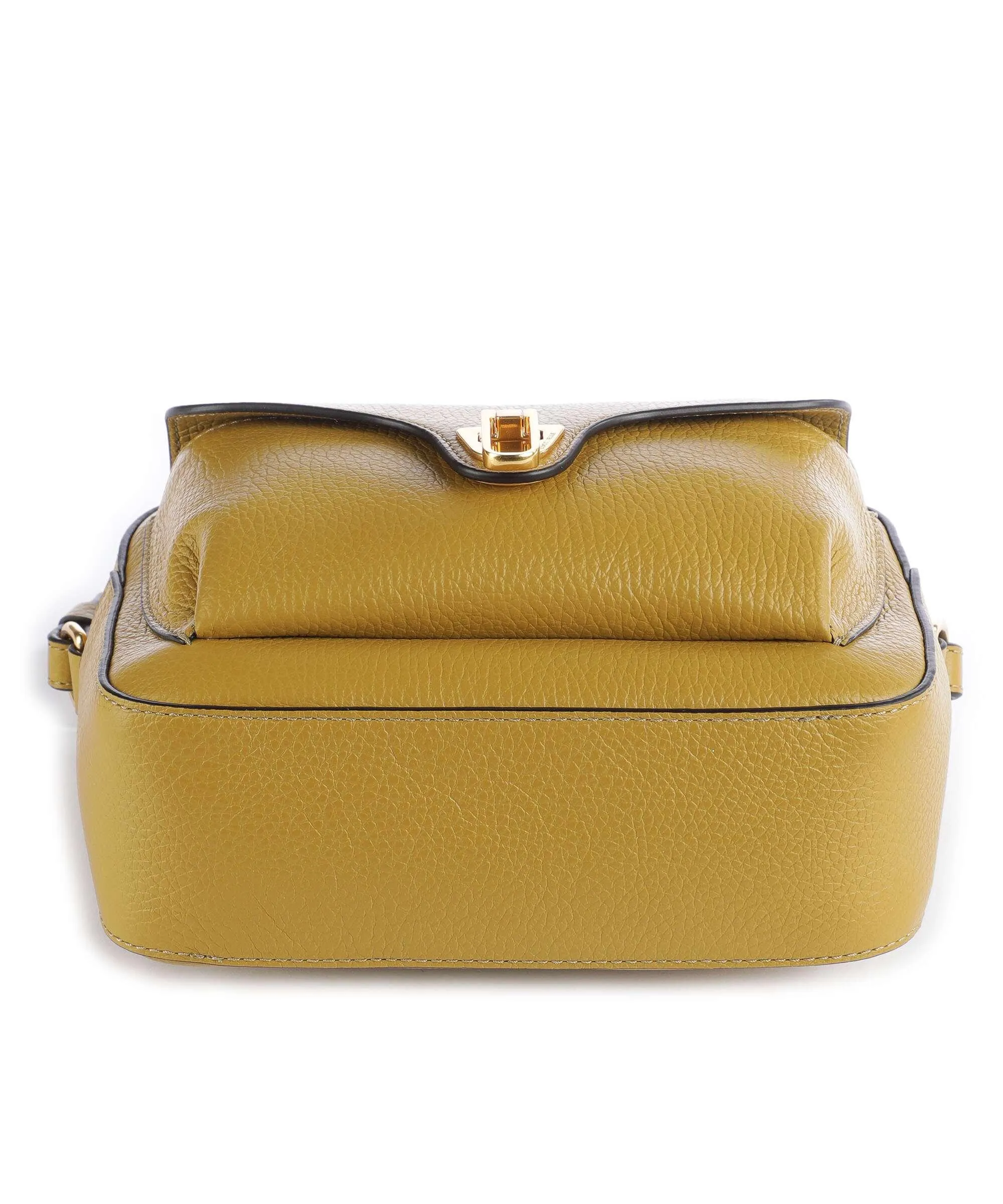 Ochre Grained Leather Crossbody Bag