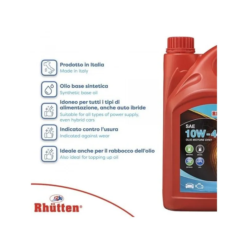 OLIO MOTORE RHUTTEN 10W-40 4 LITRI SINTETICO cod. 220084