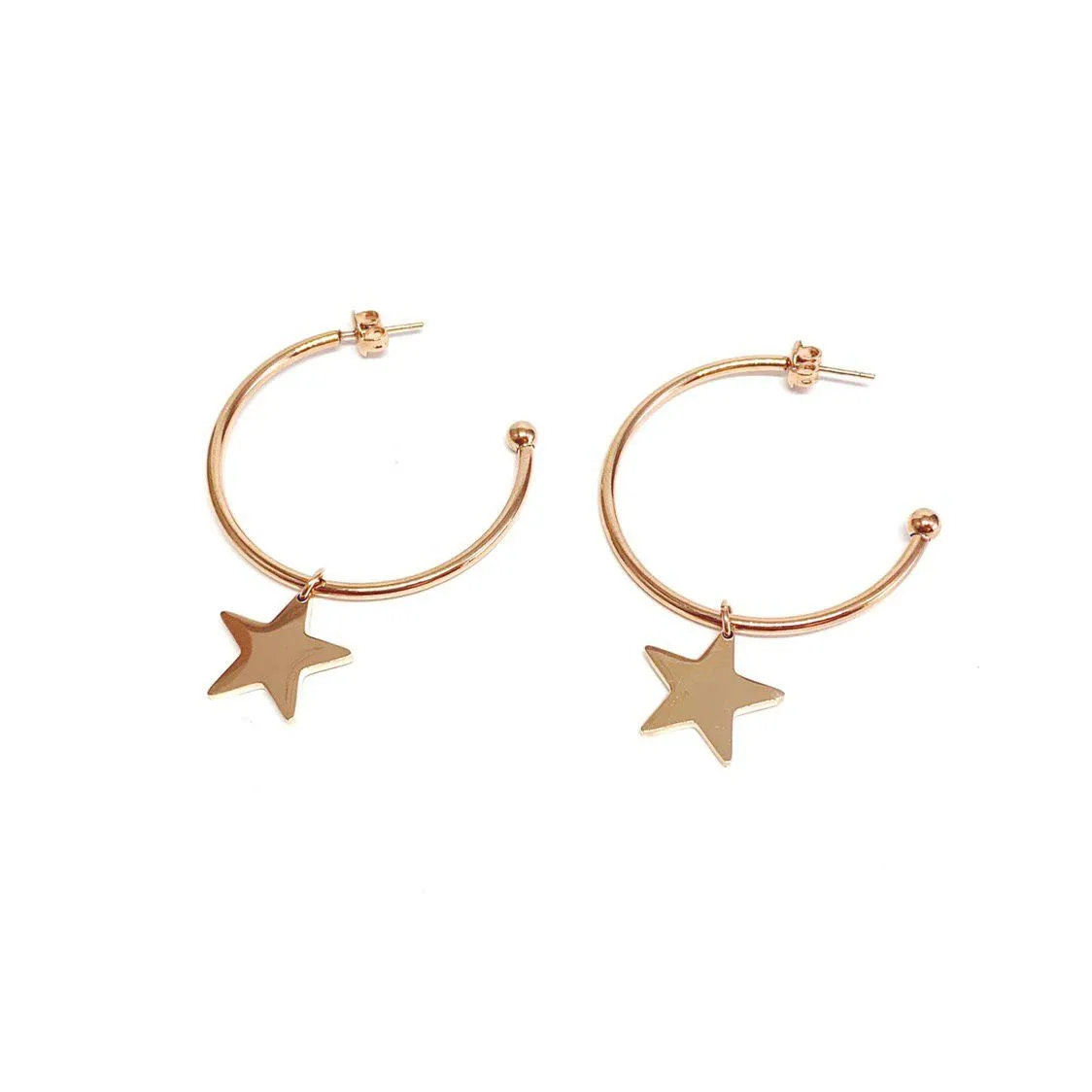 ORECCHINI CERCHI STELLA ARGENTO, ORO O ORO ROSA