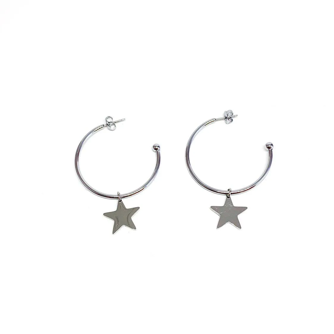 ORECCHINI CERCHI STELLA ARGENTO, ORO O ORO ROSA