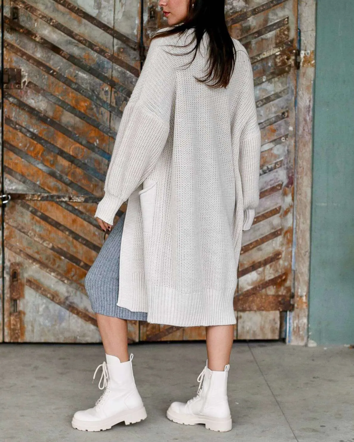Oversized Knee-Length Cardigan