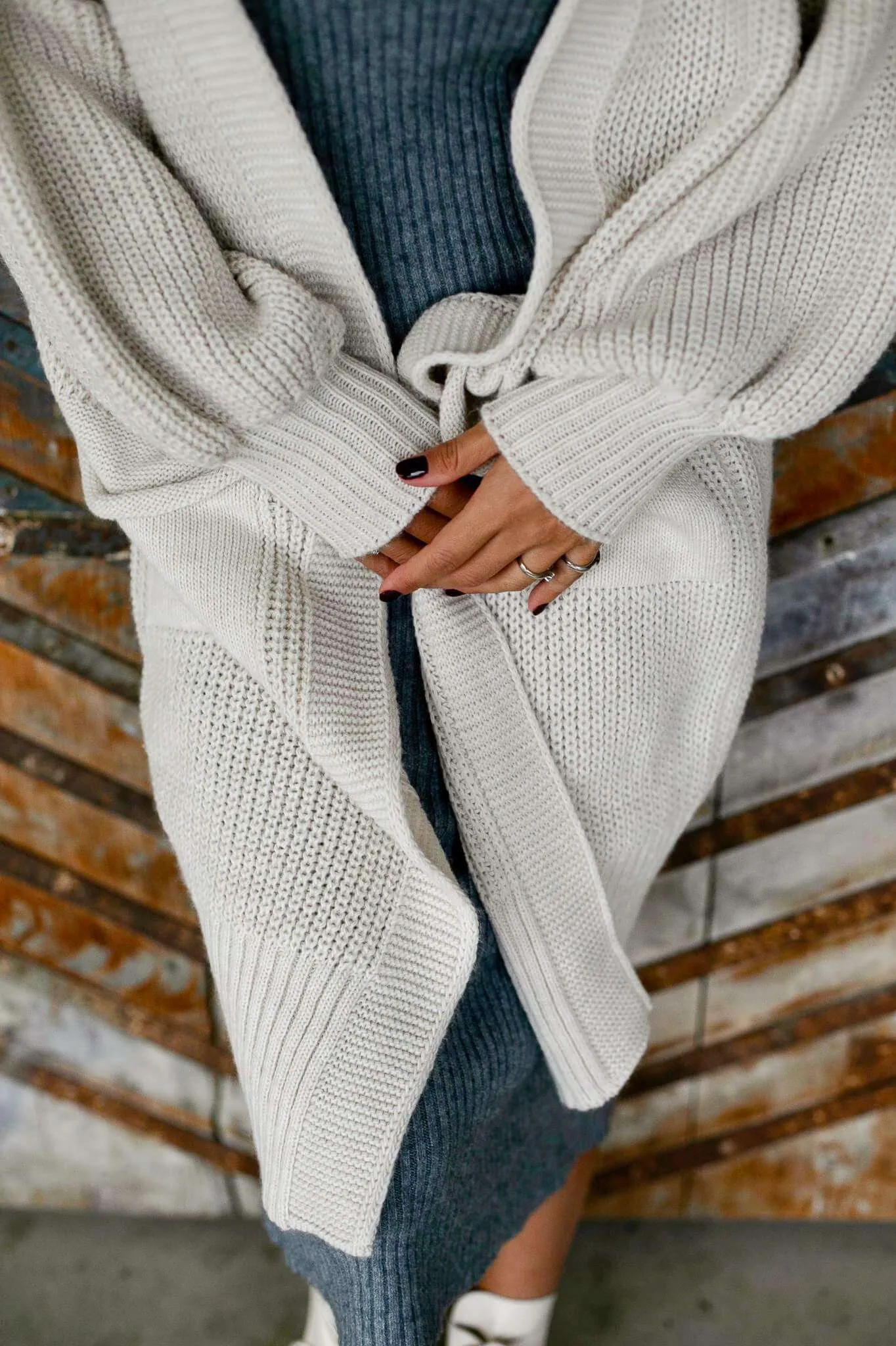 Oversized Knee-Length Cardigan