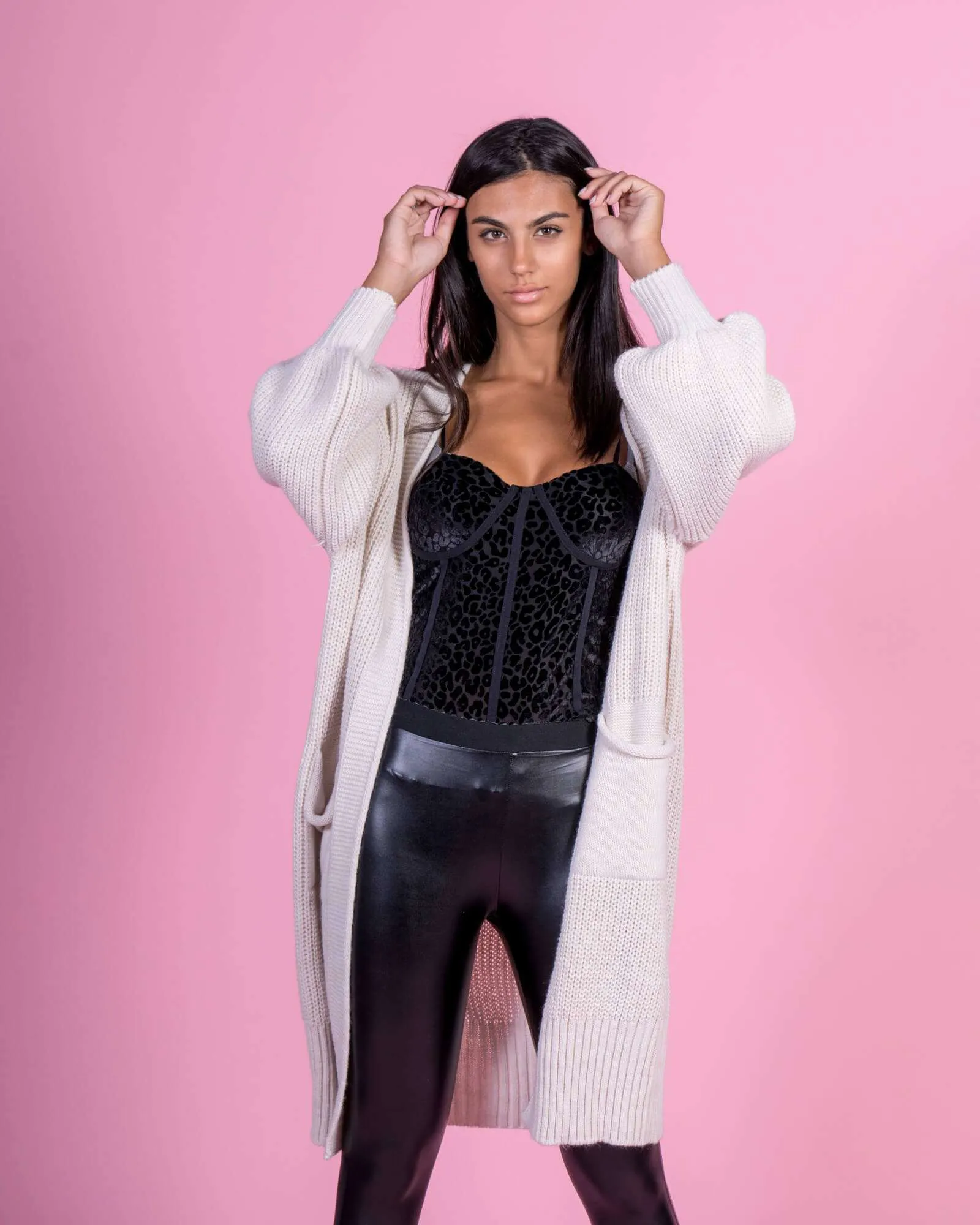 Oversized Knee-Length Cardigan