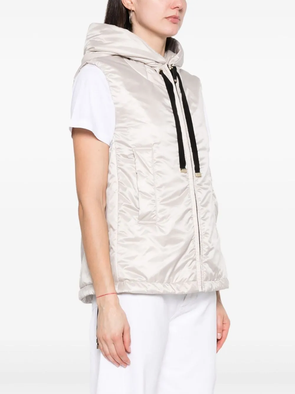 Padded green silver vest - women