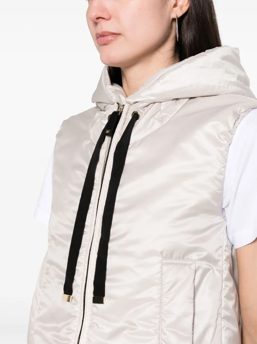 Padded green silver vest - women