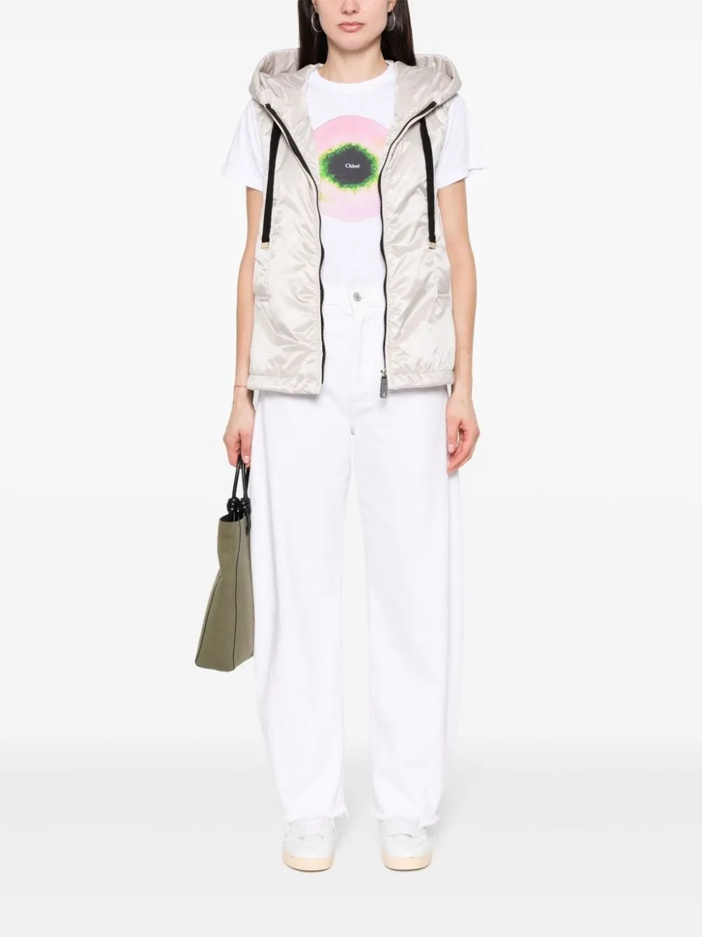 Padded green silver vest - women