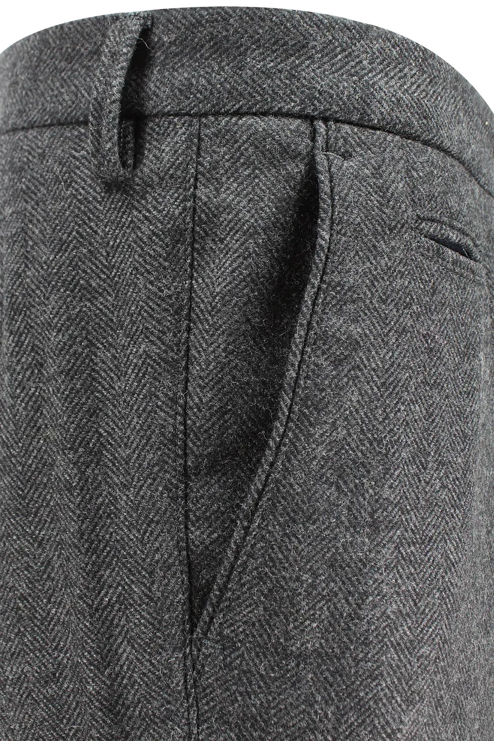   Pantalone in lana spigata grigia