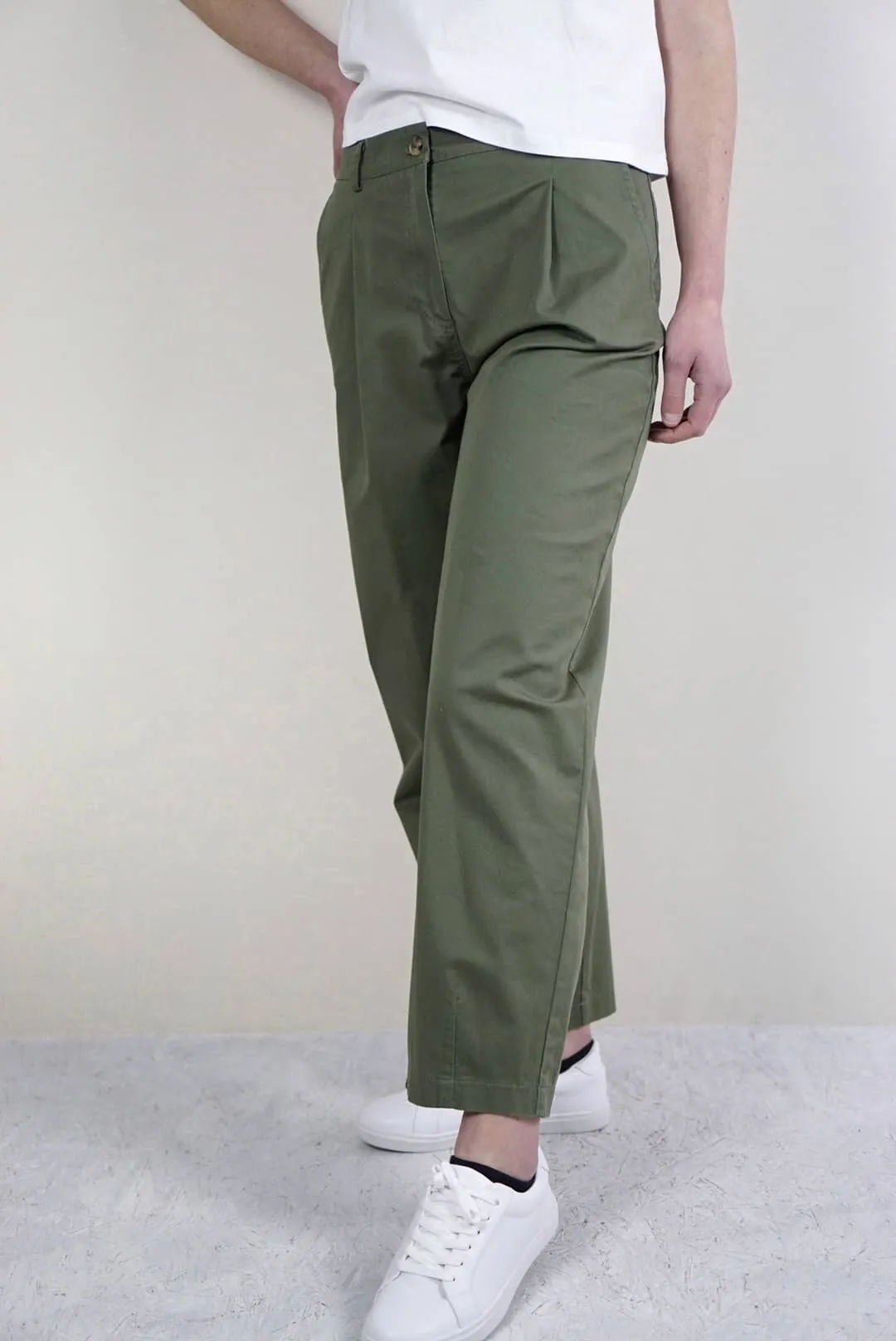 Pantaloni verdi paperbag in cotone | Cristina Gavioli