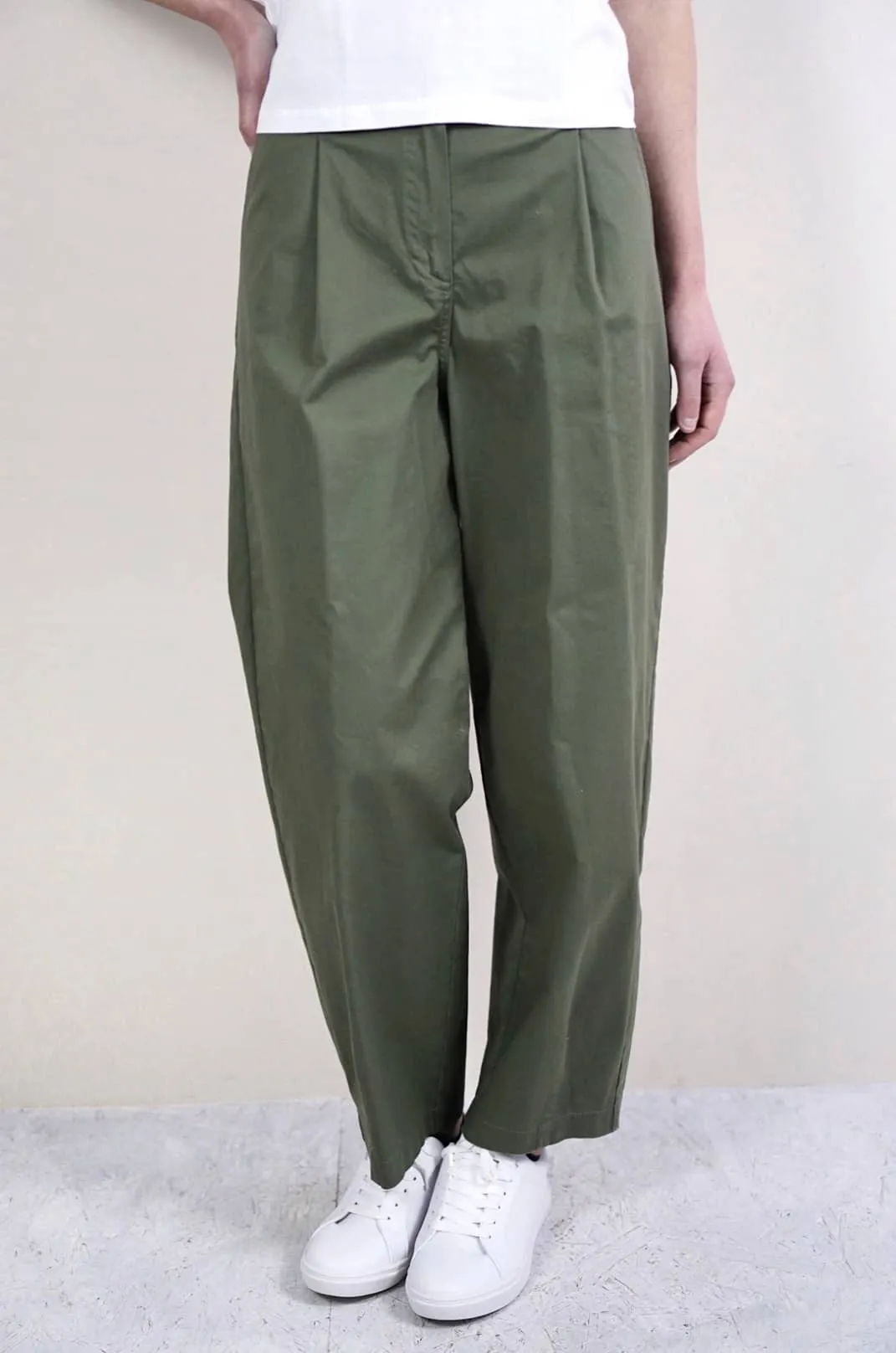 Pantaloni verdi paperbag in cotone | Cristina Gavioli