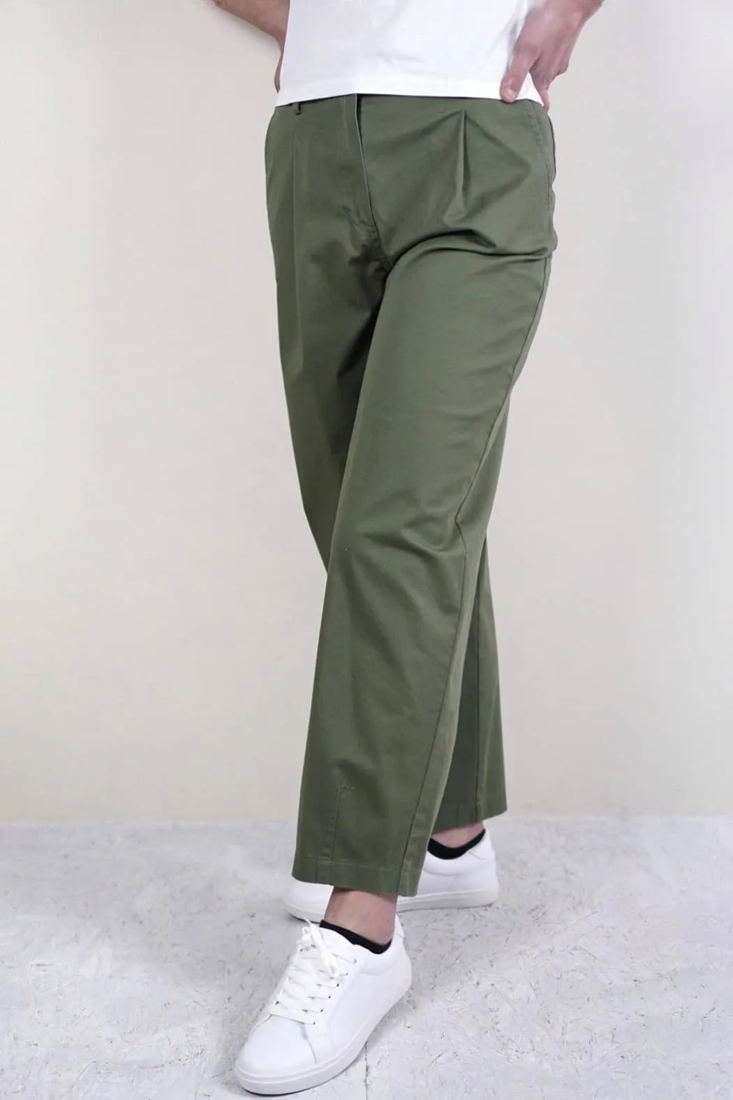 Pantaloni verdi paperbag in cotone | Cristina Gavioli