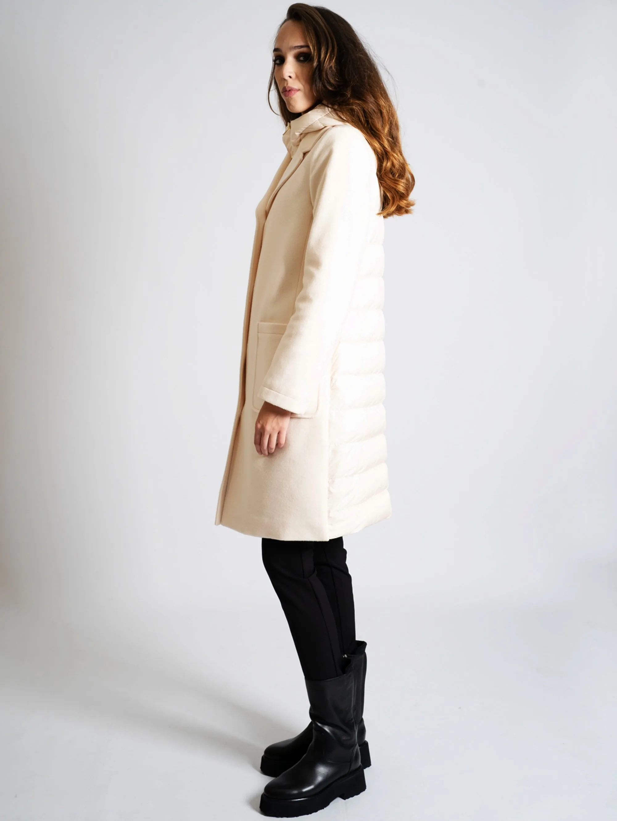 Parka in Ivory Double Fabric.