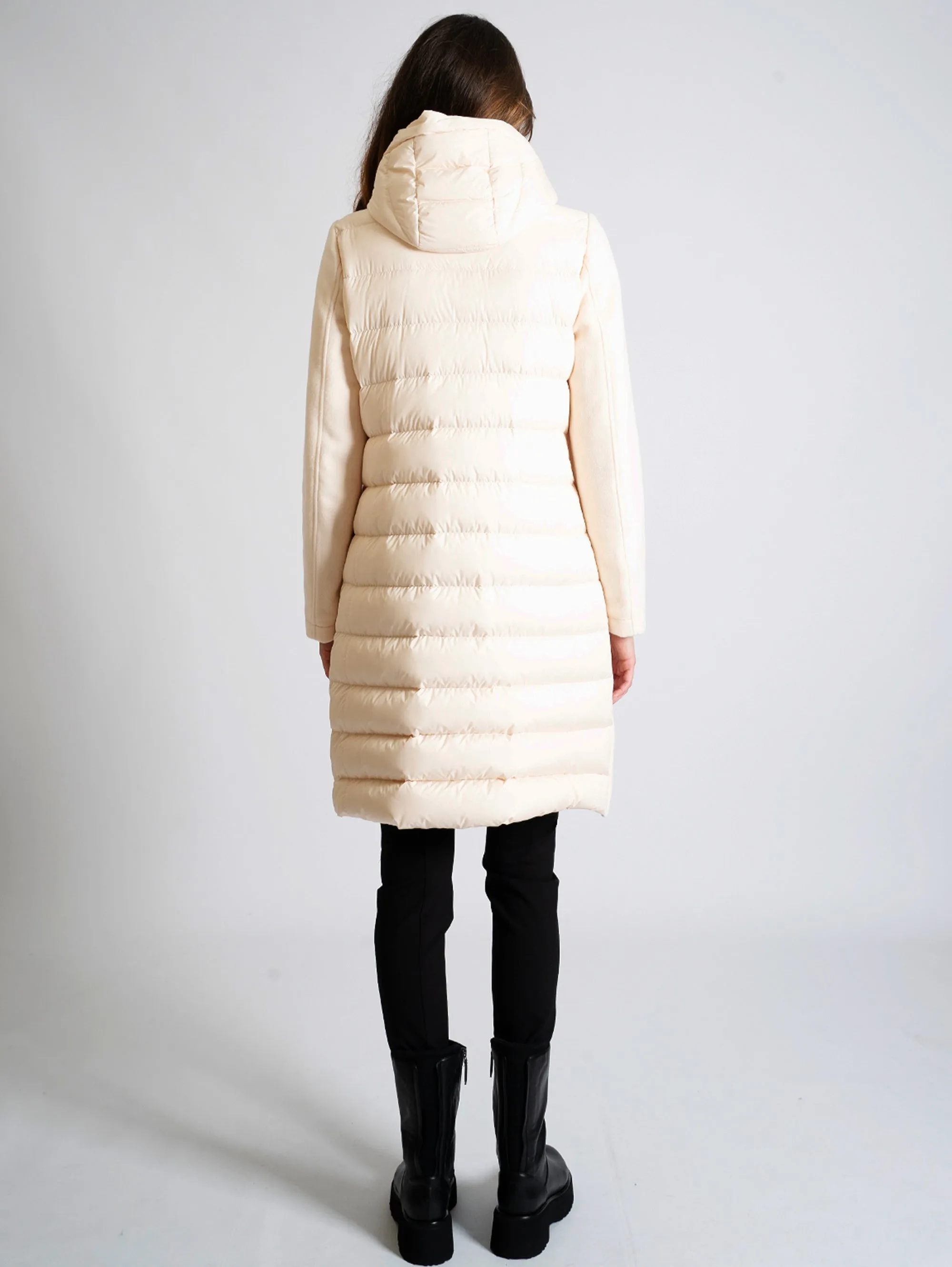 Parka in Ivory Double Fabric.