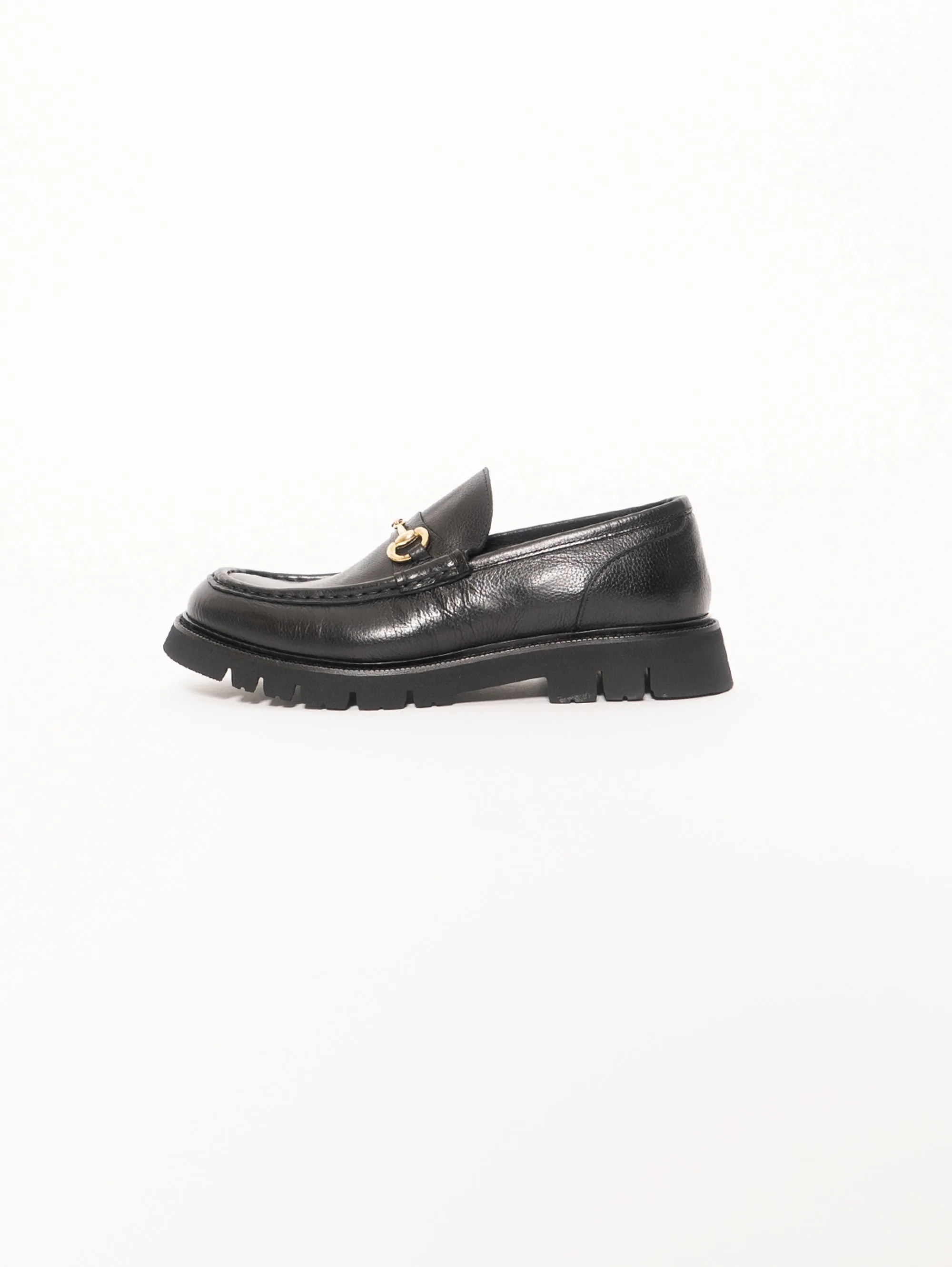 Pelle Martellata Nero Mocassino