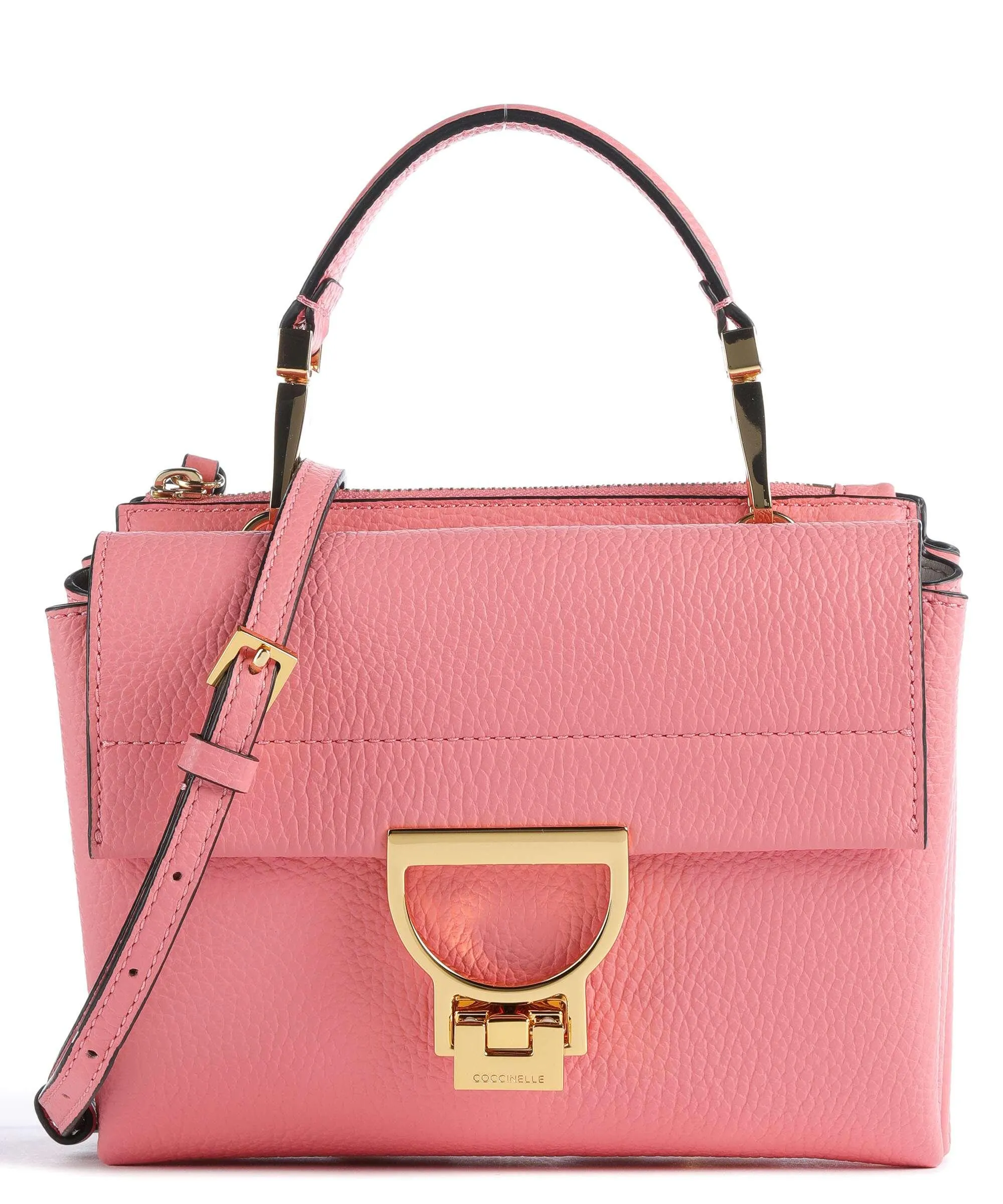 Pink Grain Leather Crossbody Bag