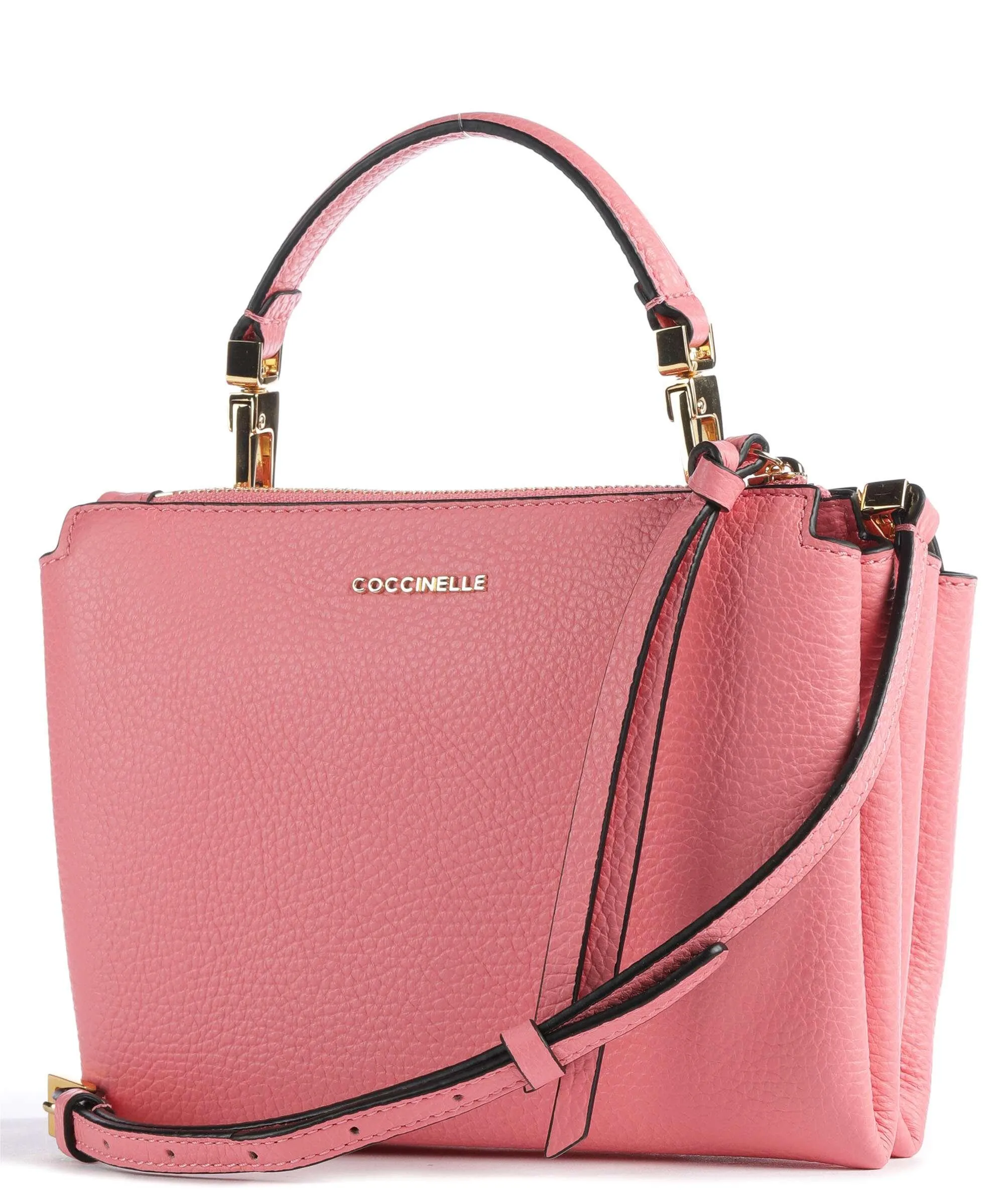Pink Grain Leather Crossbody Bag
