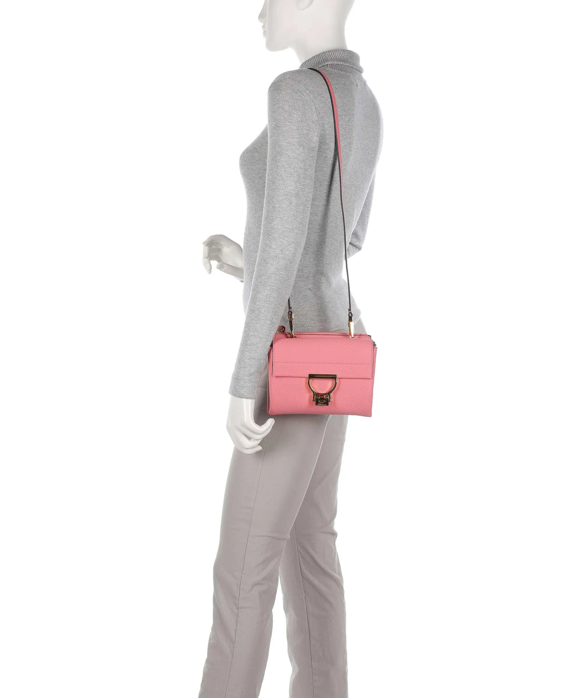 Pink Grain Leather Crossbody Bag
