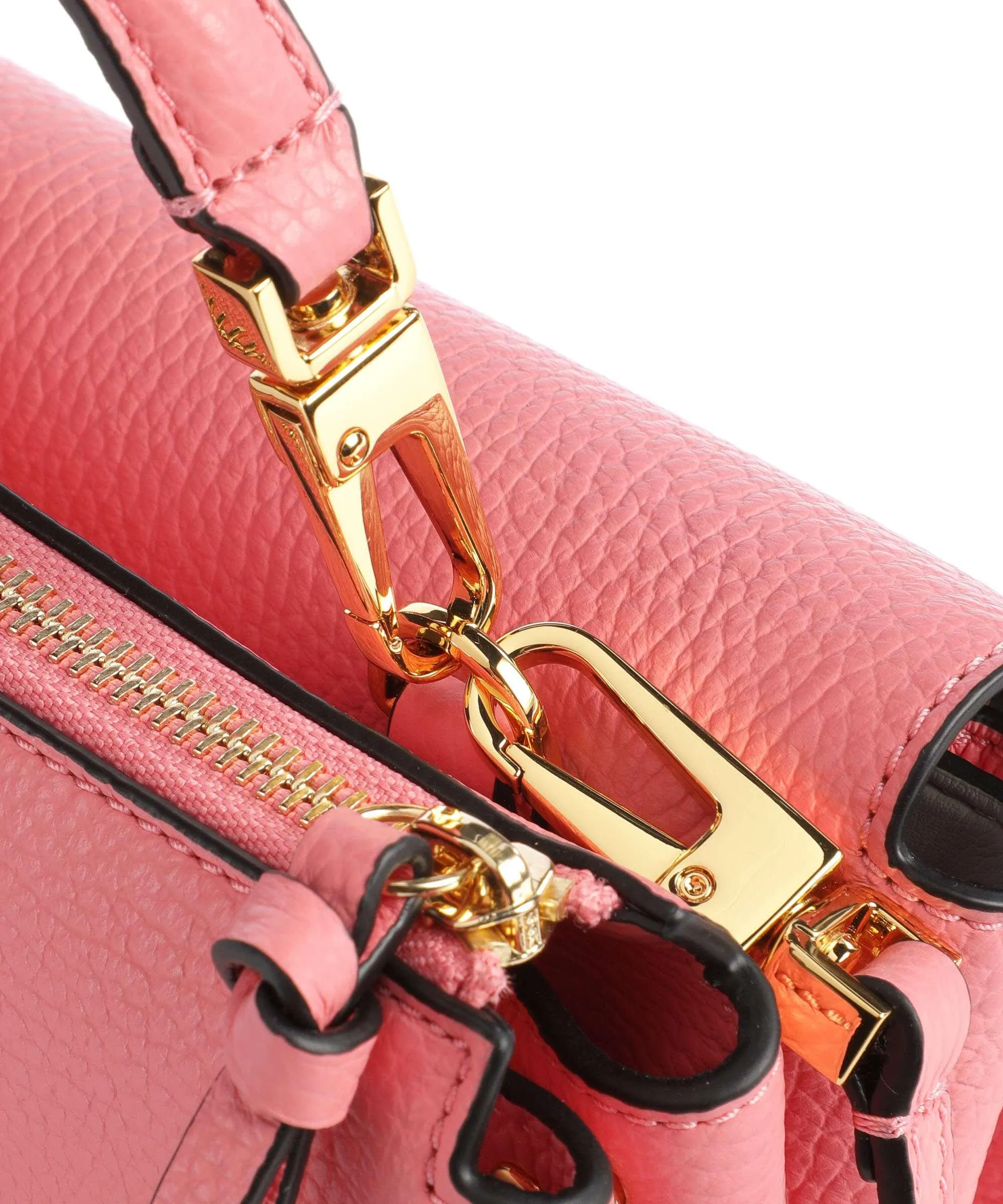 Pink Grain Leather Crossbody Bag