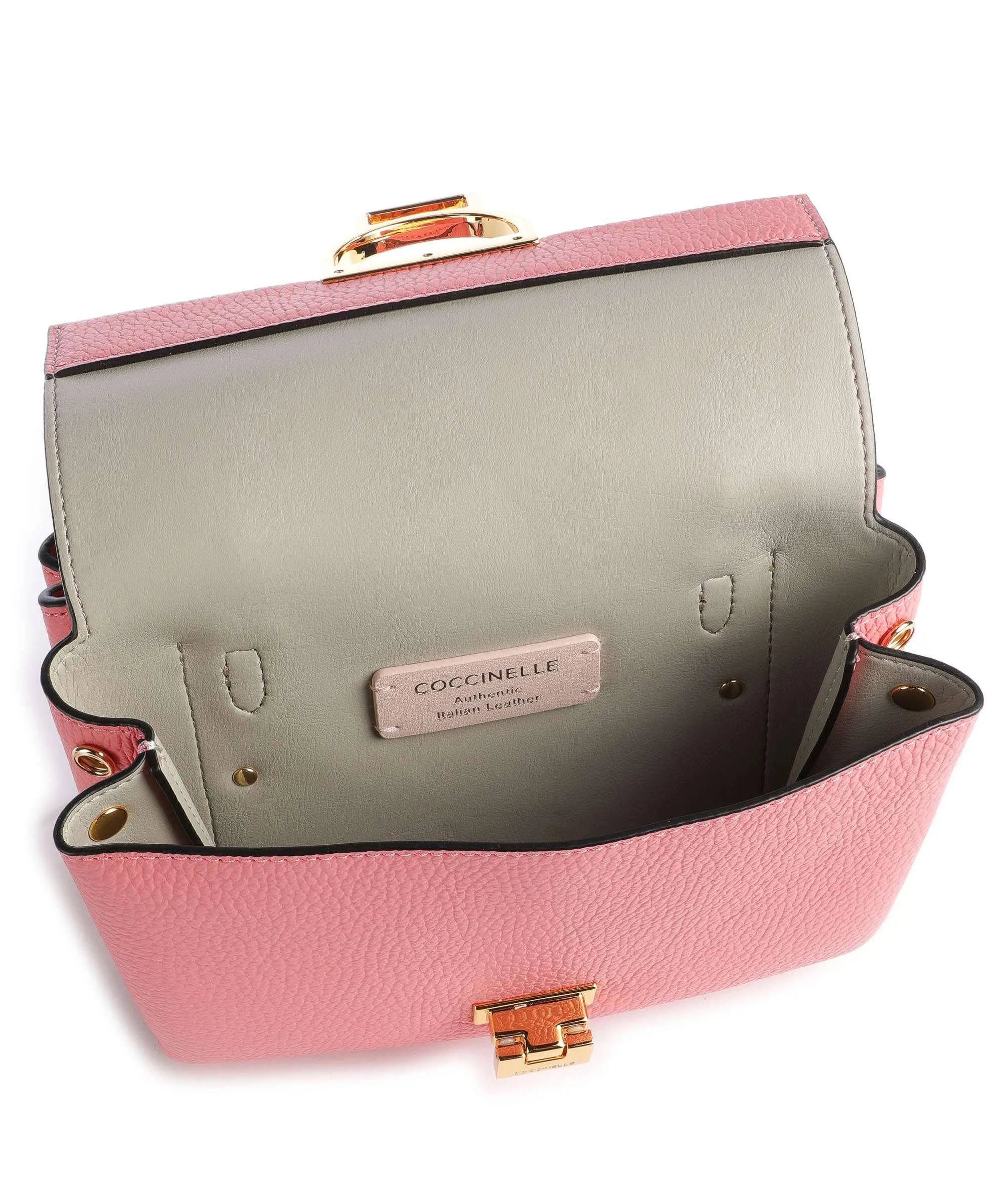 Pink Grain Leather Crossbody Bag