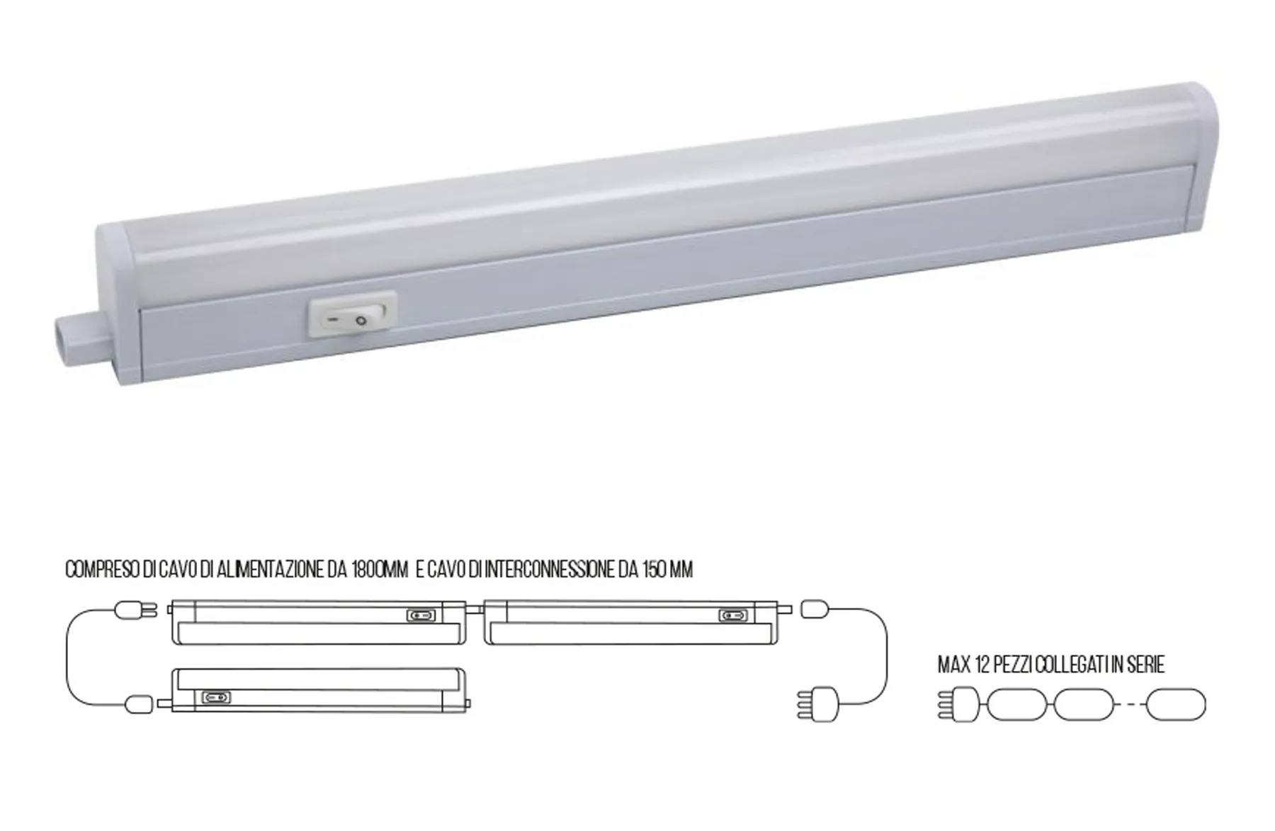 Plafoniera rettangolare SHOT, 230 V, 7 W, col. 4000K tipo LED, L. 516 mm, IP20