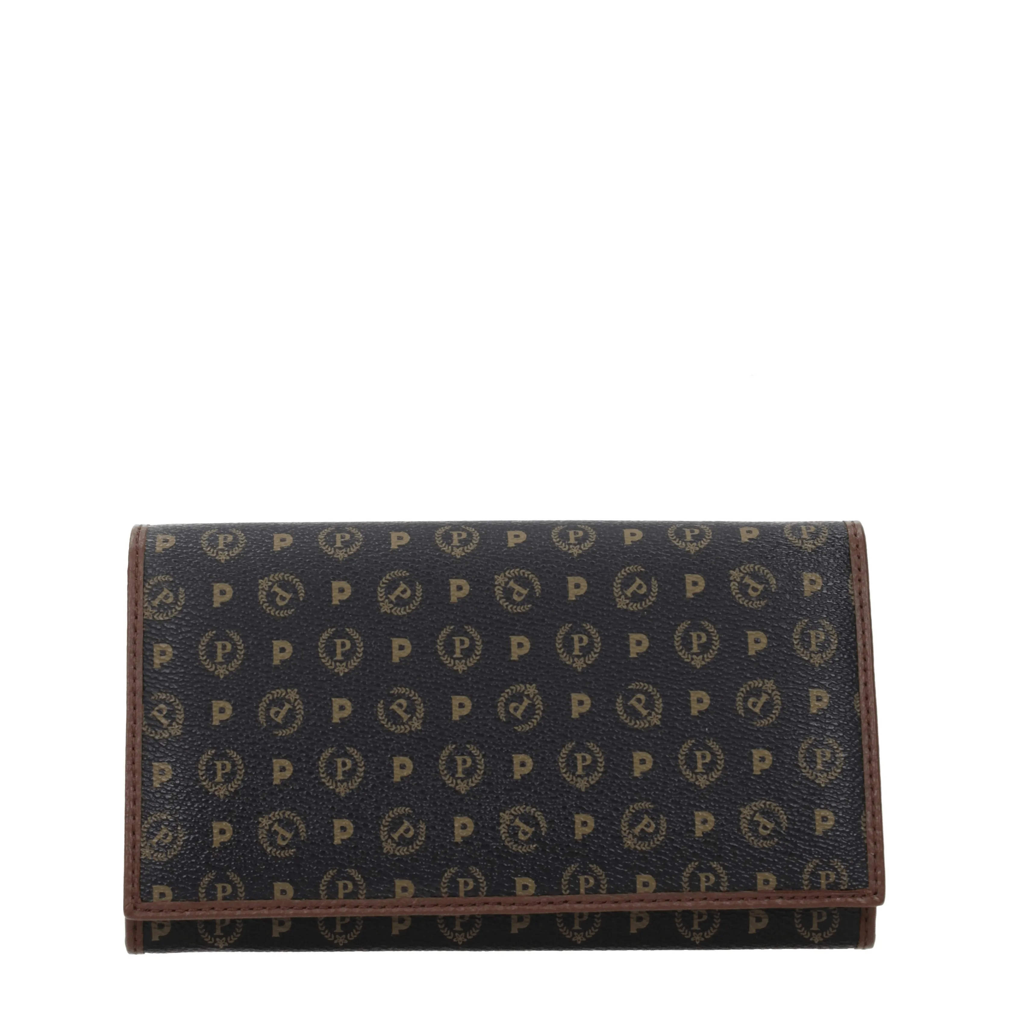 Pollini Portafogli Donna PVC Nero/Marrone