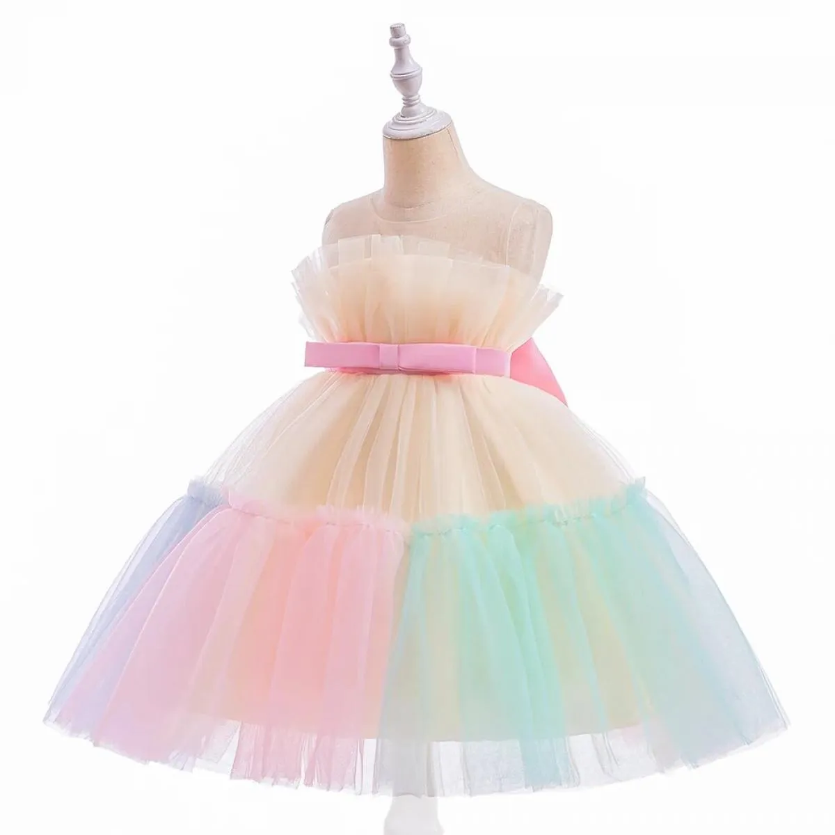 Princess dress for girl, kids party, Christmas tutu, fluffy flower, wedding dress for kids, formal, for advertising.