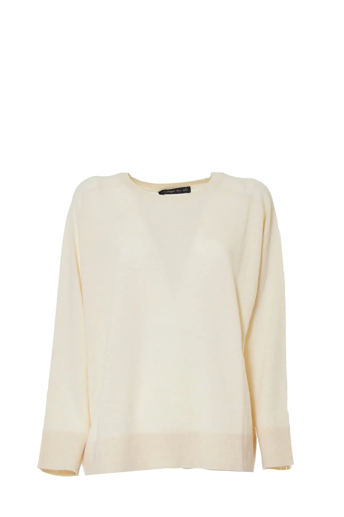 Pullover girocollo in lana e cashemire bianco latte Phisique du Role