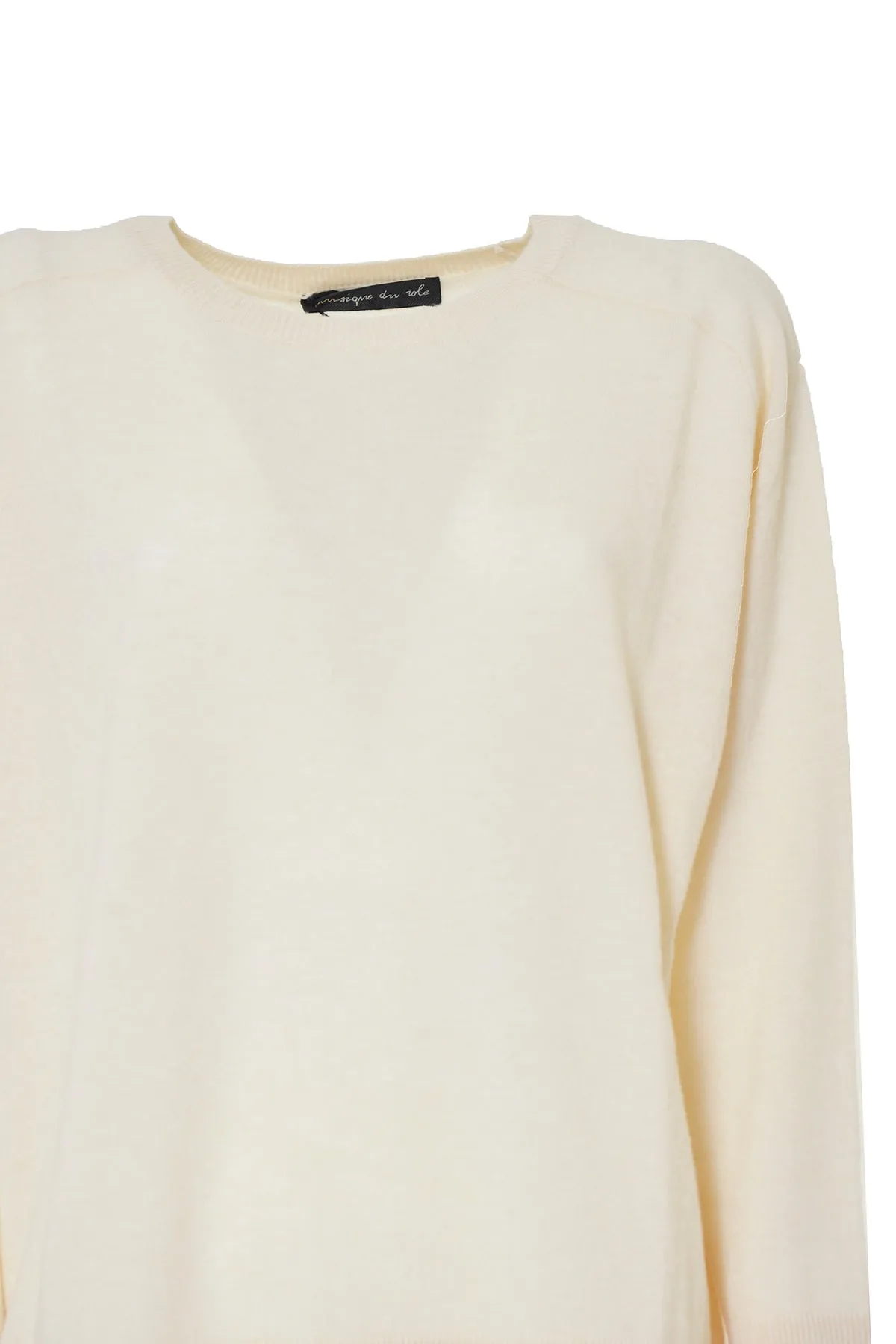 Pullover girocollo in lana e cashemire bianco latte Phisique du Role