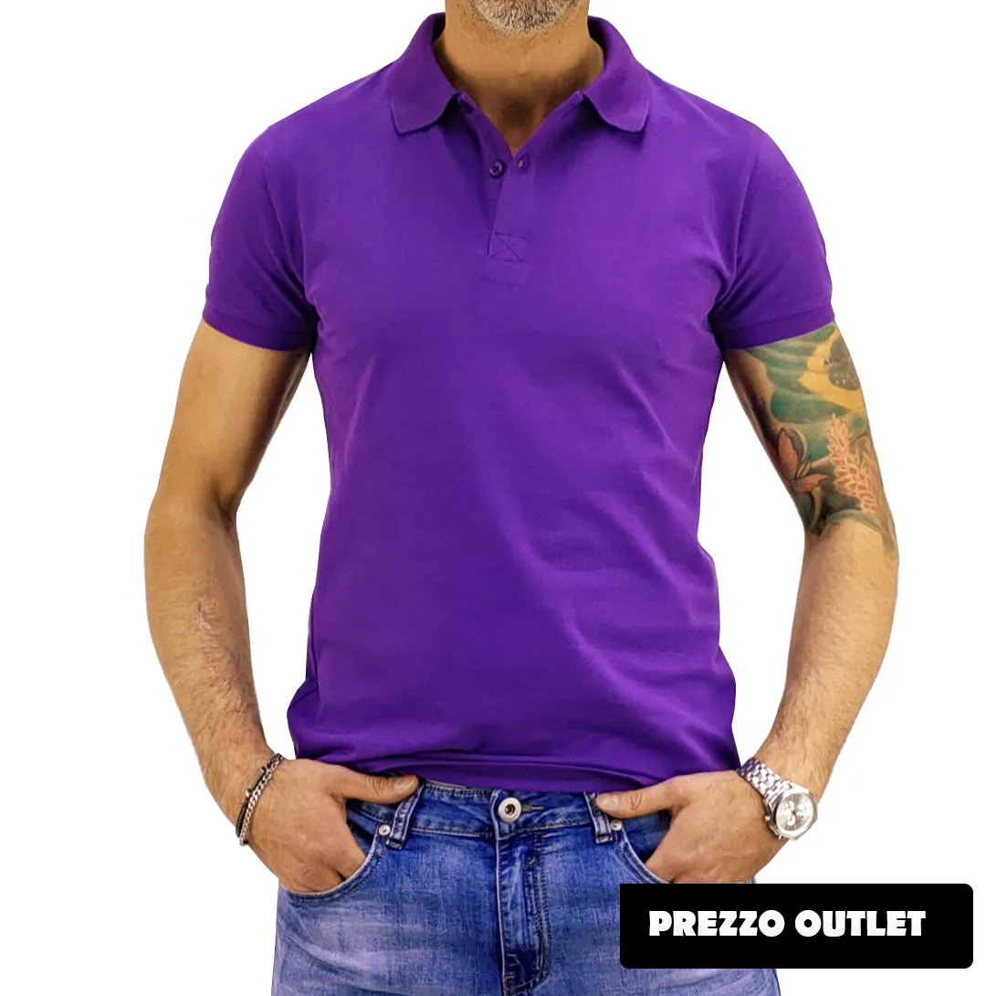 Purple short-sleeved polo shirt