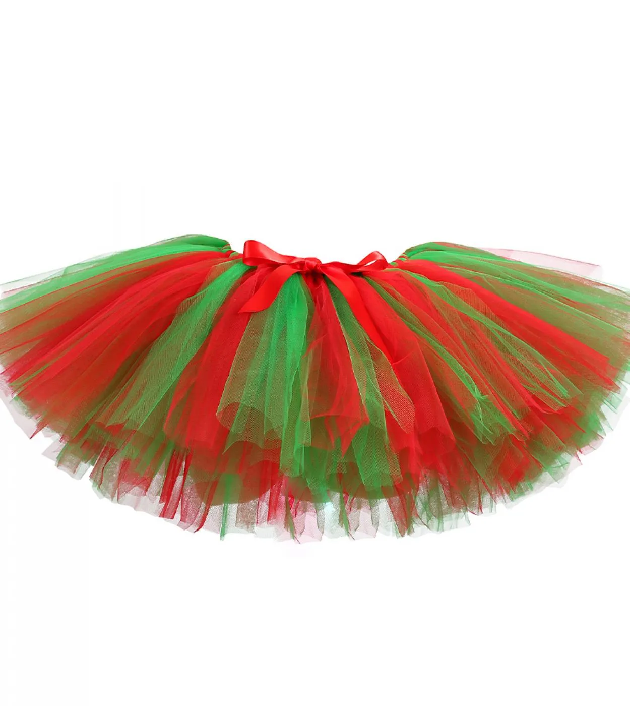 Red and green Christmas tutu dress for infants - Christmas party costume for children - Kids' tulle skirts with B