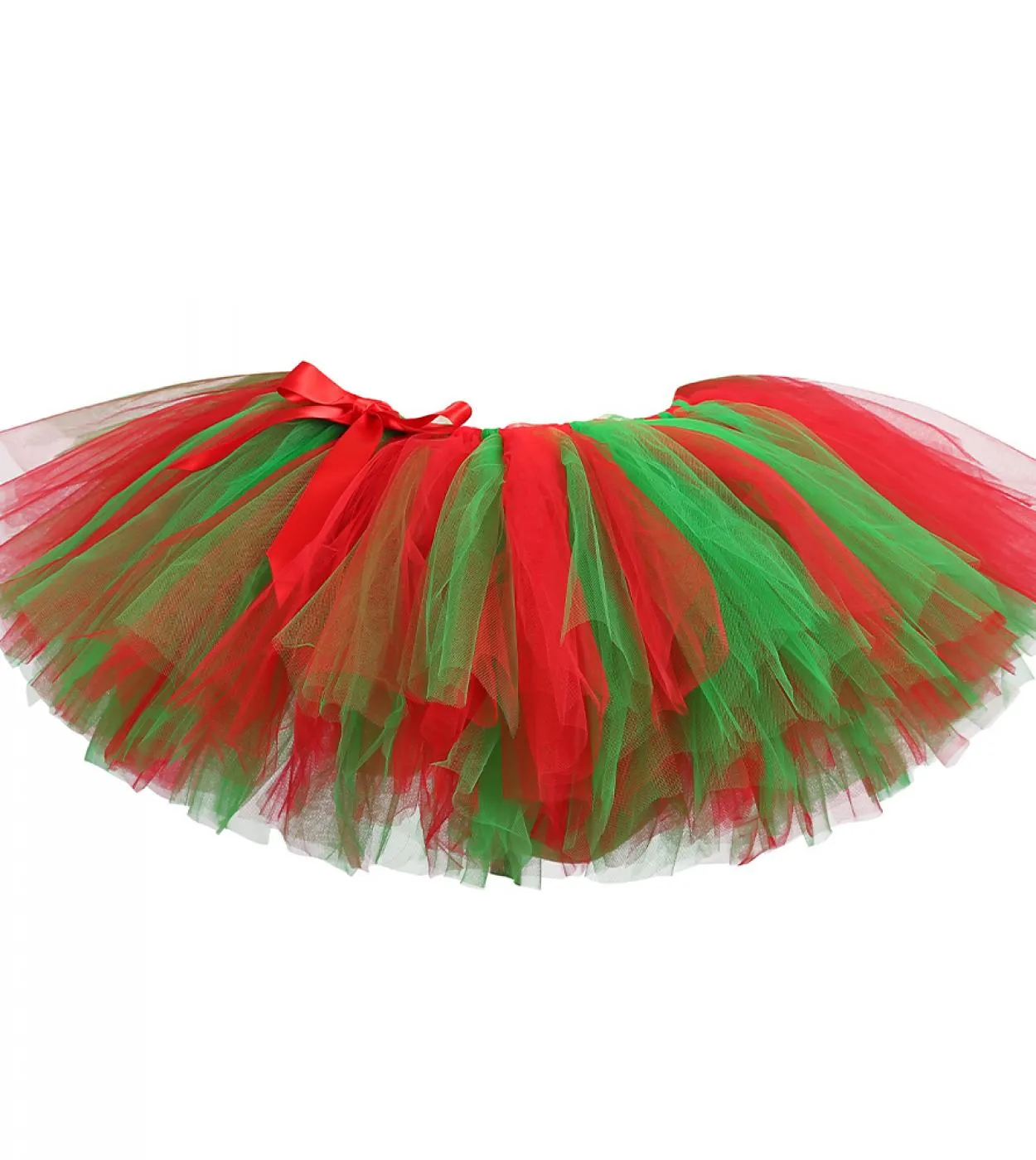 Red and green Christmas tutu dress for infants - Christmas party costume for children - Kids' tulle skirts with B
