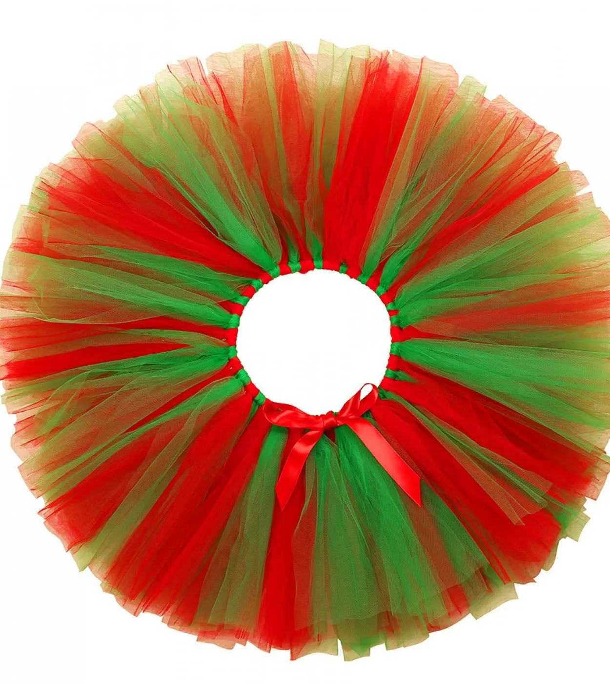 Red and green Christmas tutu dress for infants - Christmas party costume for children - Kids' tulle skirts with B