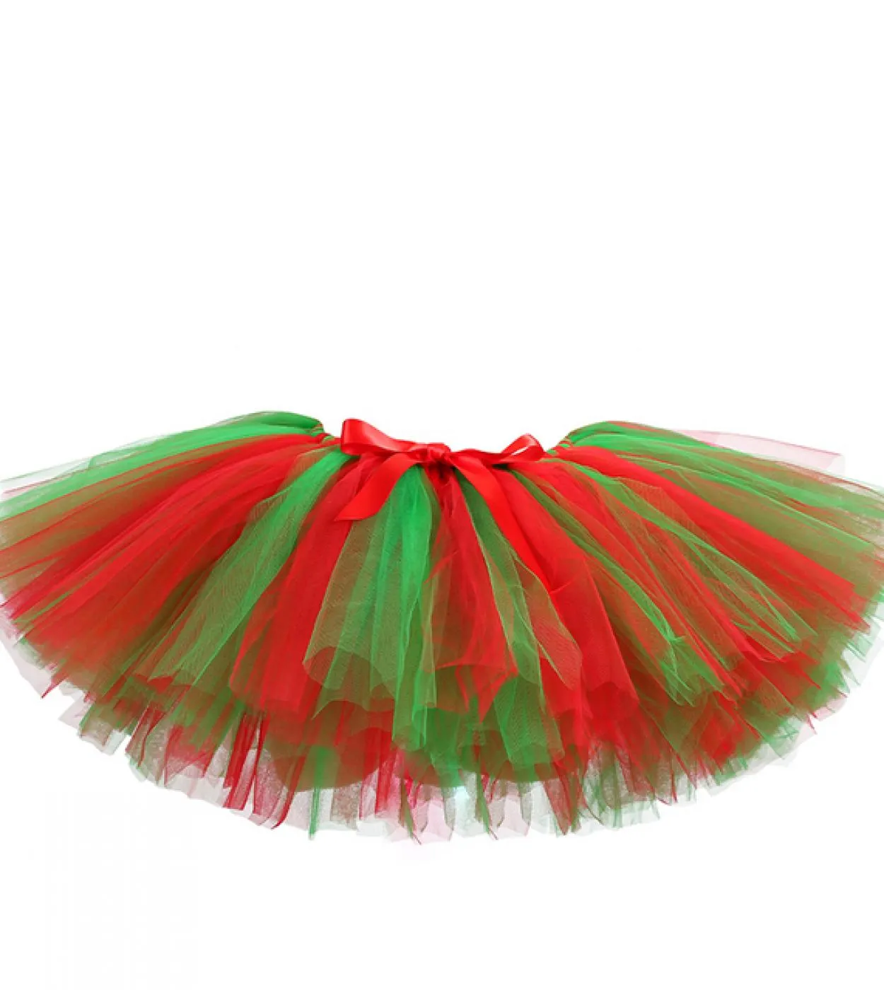 Red and green Christmas tutu dress for infants - Christmas party costume for children - Kids' tulle skirts with B