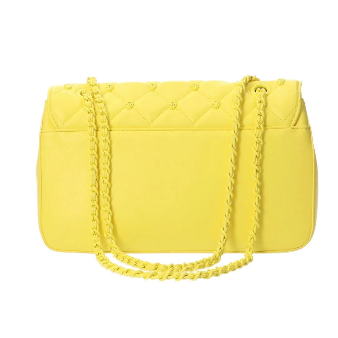 Regular eco-leather yellow shoulder strap