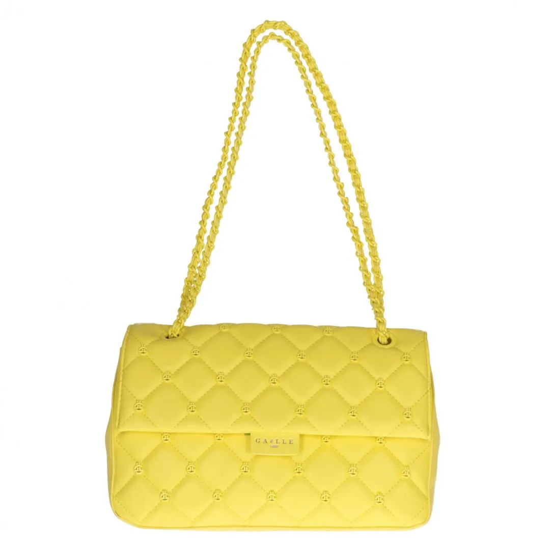 Regular eco-leather yellow shoulder strap