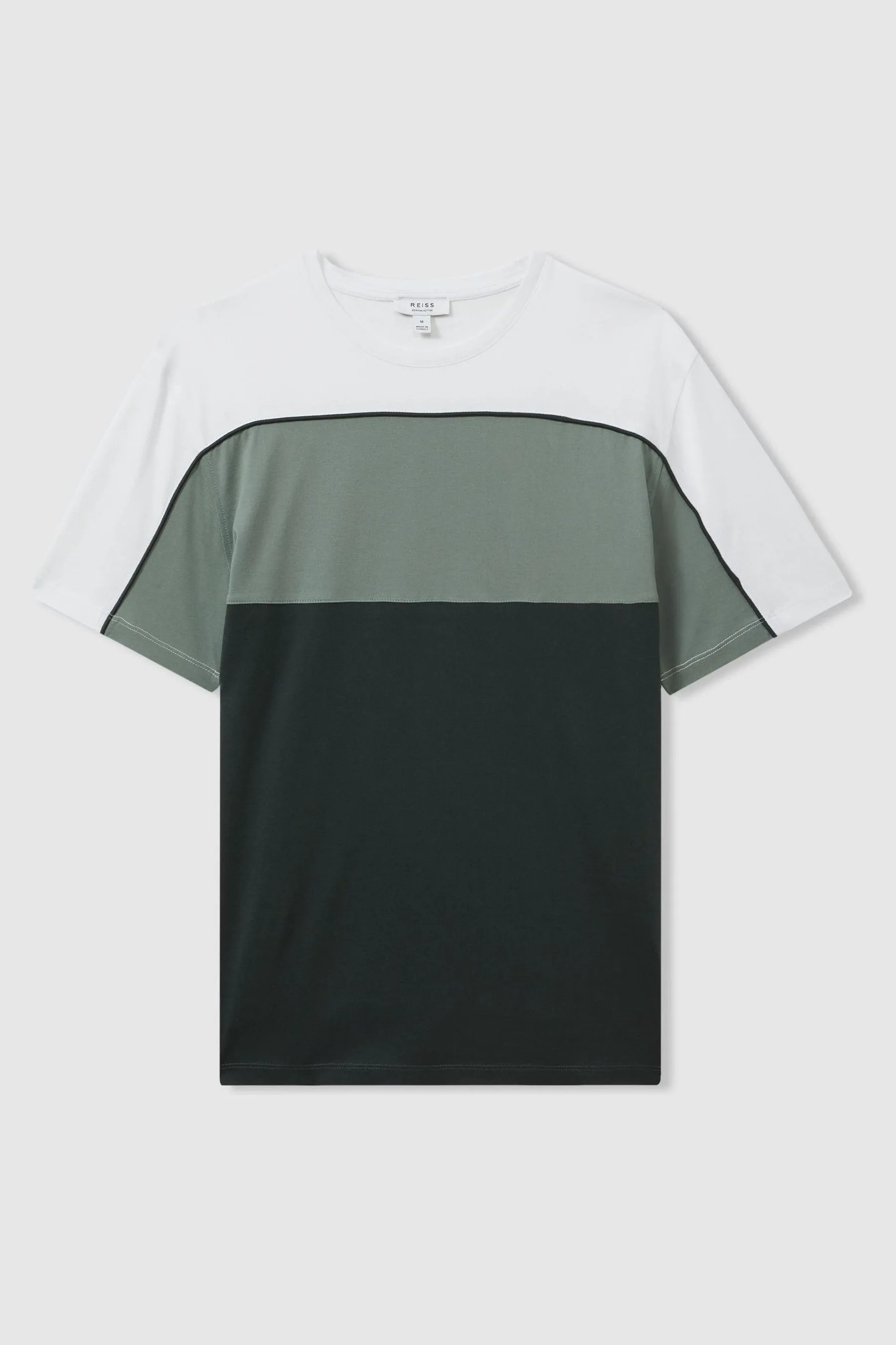 Reiss - T-shirt in cotone mercerizzata a Girocollo a blocchi di colore    