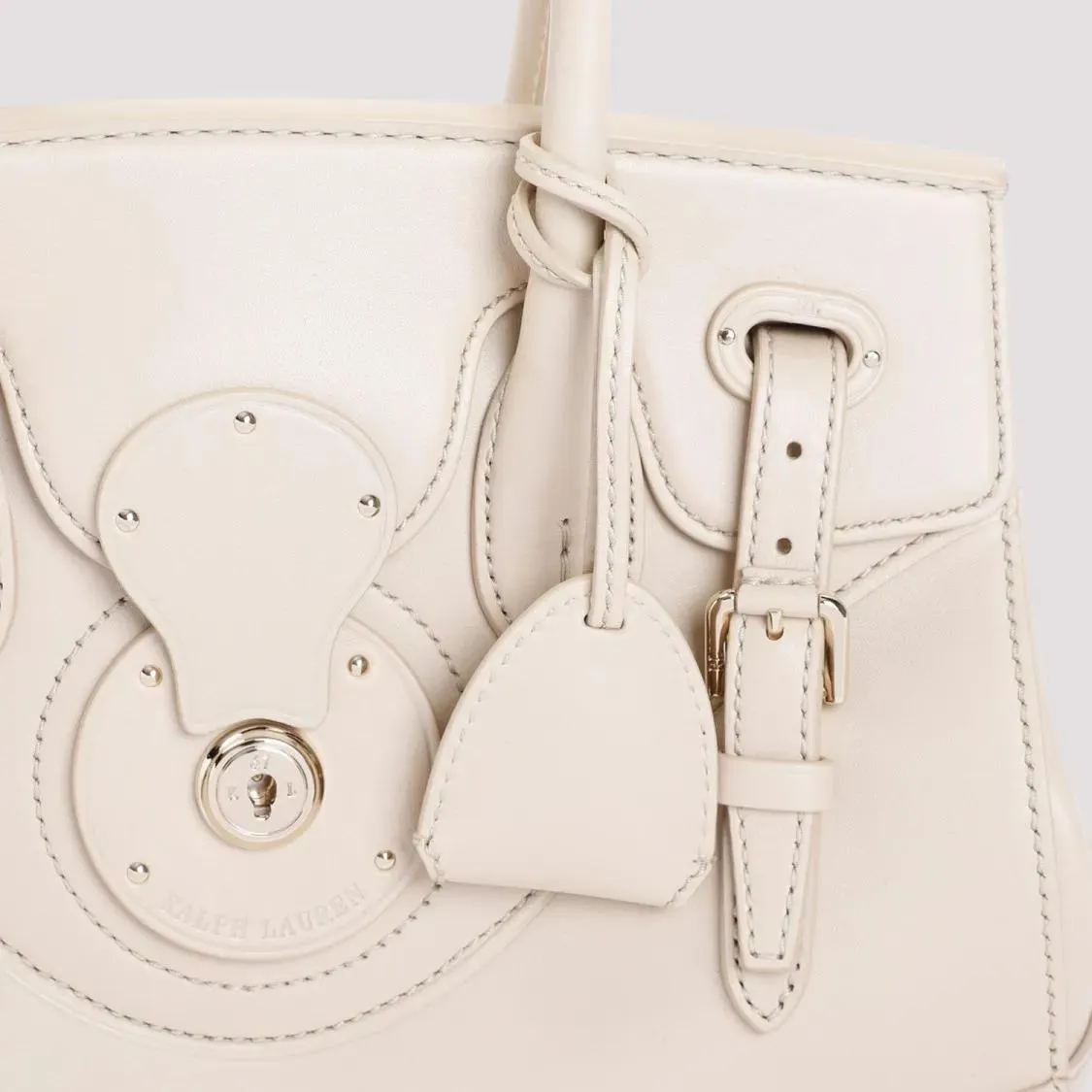 Ricky Cream Calf Leather Handbag by Polo Ralph Lauren in Neutrals