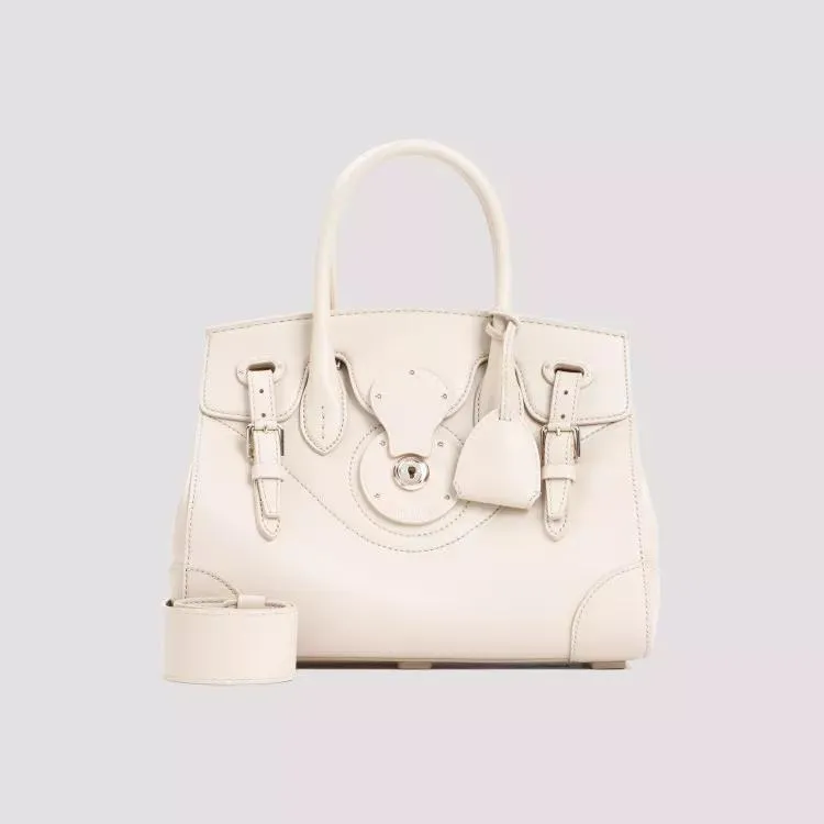 Ricky Cream Calf Leather Handbag by Polo Ralph Lauren in Neutrals