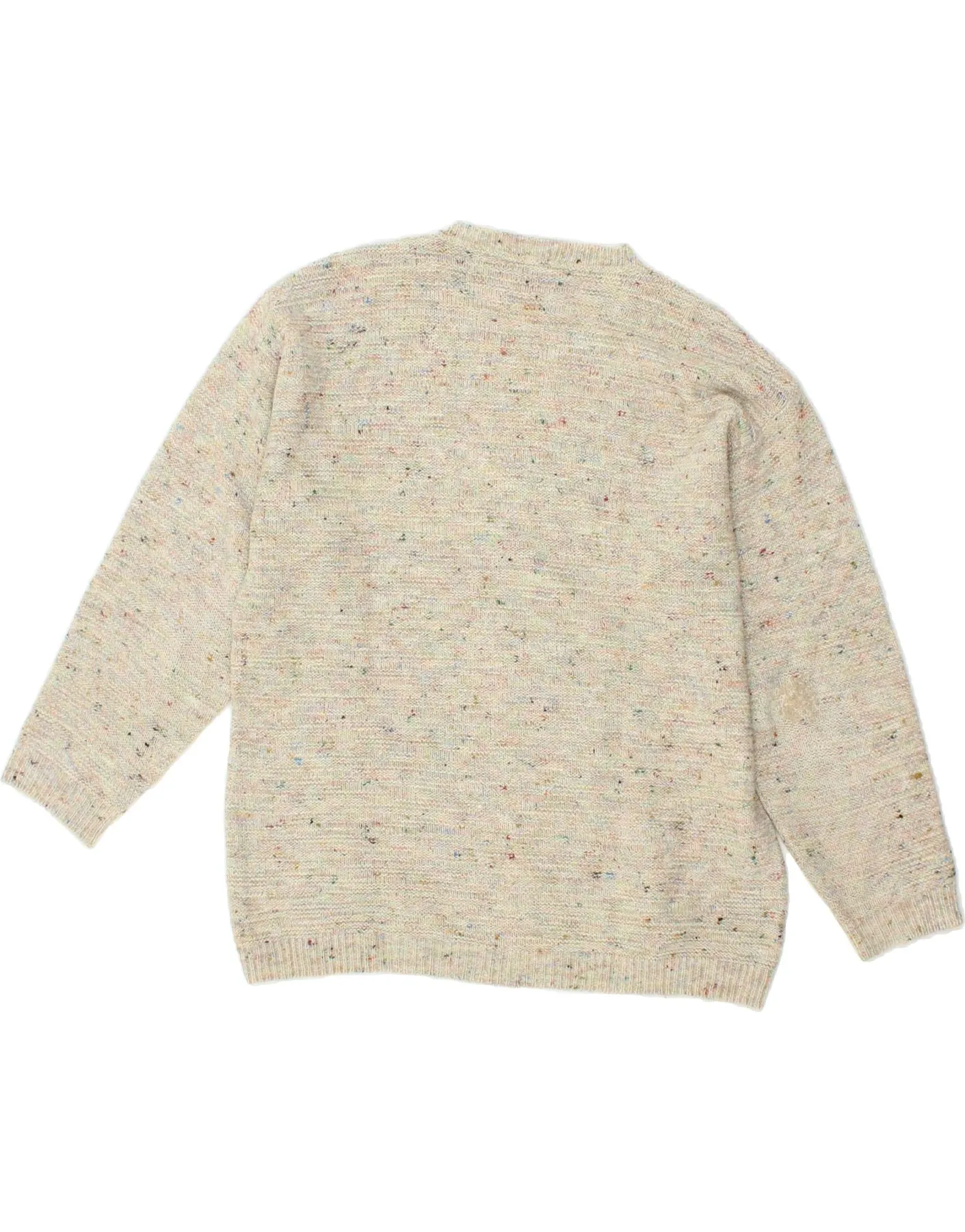 RODES Mens Crew Neck Jumper Sweater XL Beige Flecked Polyacrylic