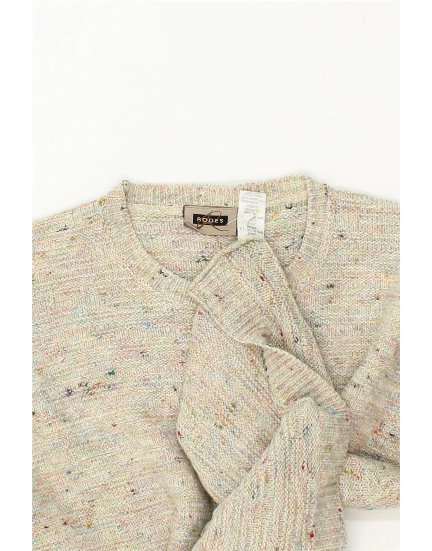 RODES Mens Crew Neck Jumper Sweater XL Beige Flecked Polyacrylic