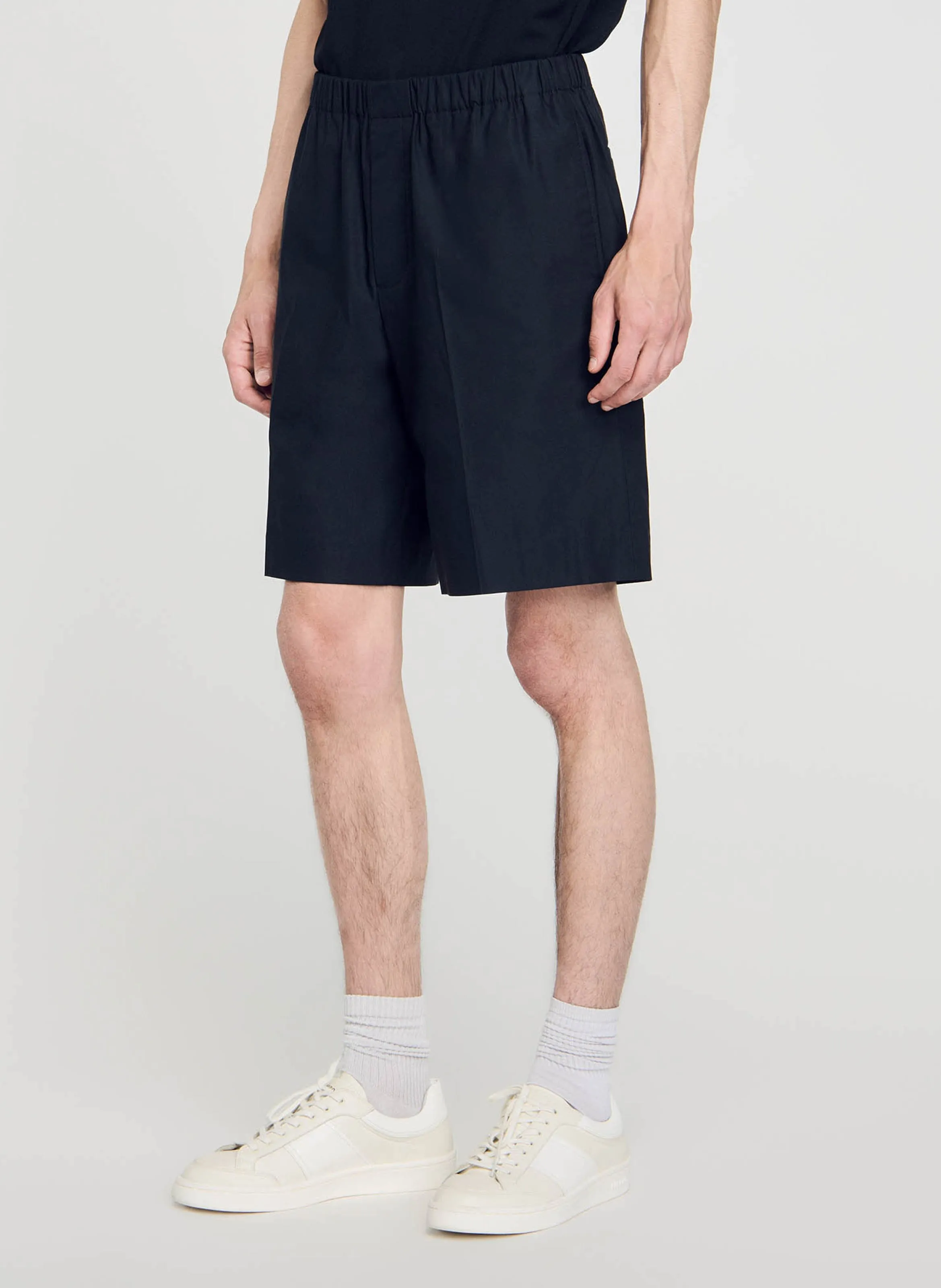  SANDRO   Shorts dritti in misto cotone | Nero