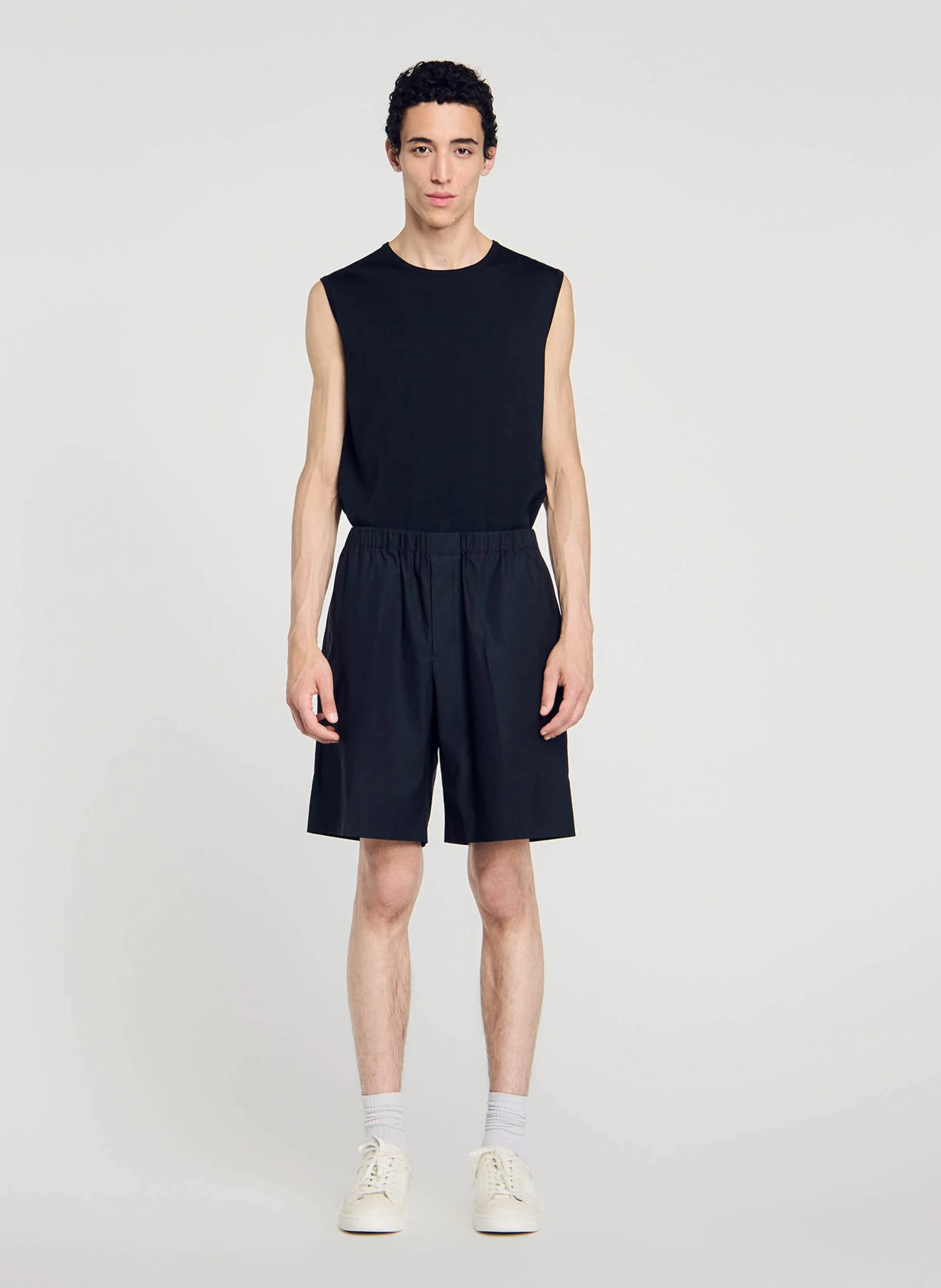  SANDRO   Shorts dritti in misto cotone | Nero