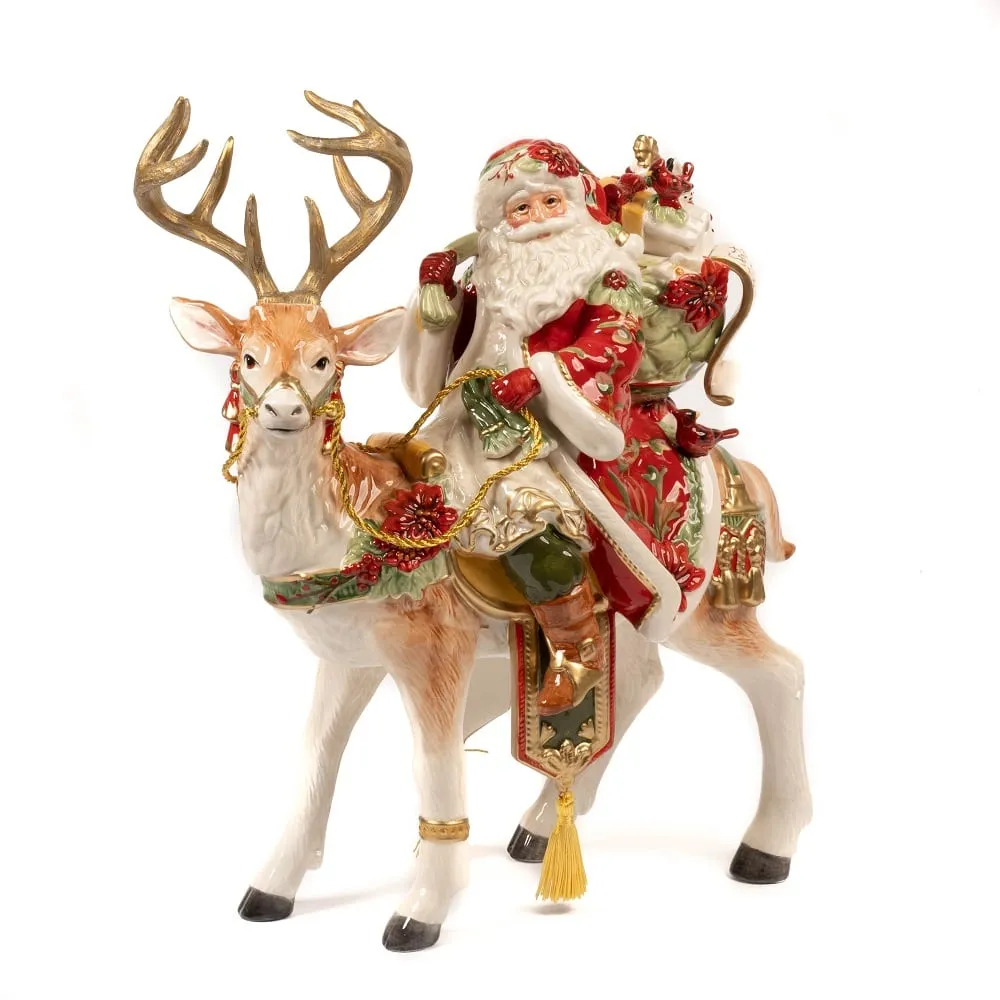 Santa Claus With Reindeer Fitz and Floyd Lamart