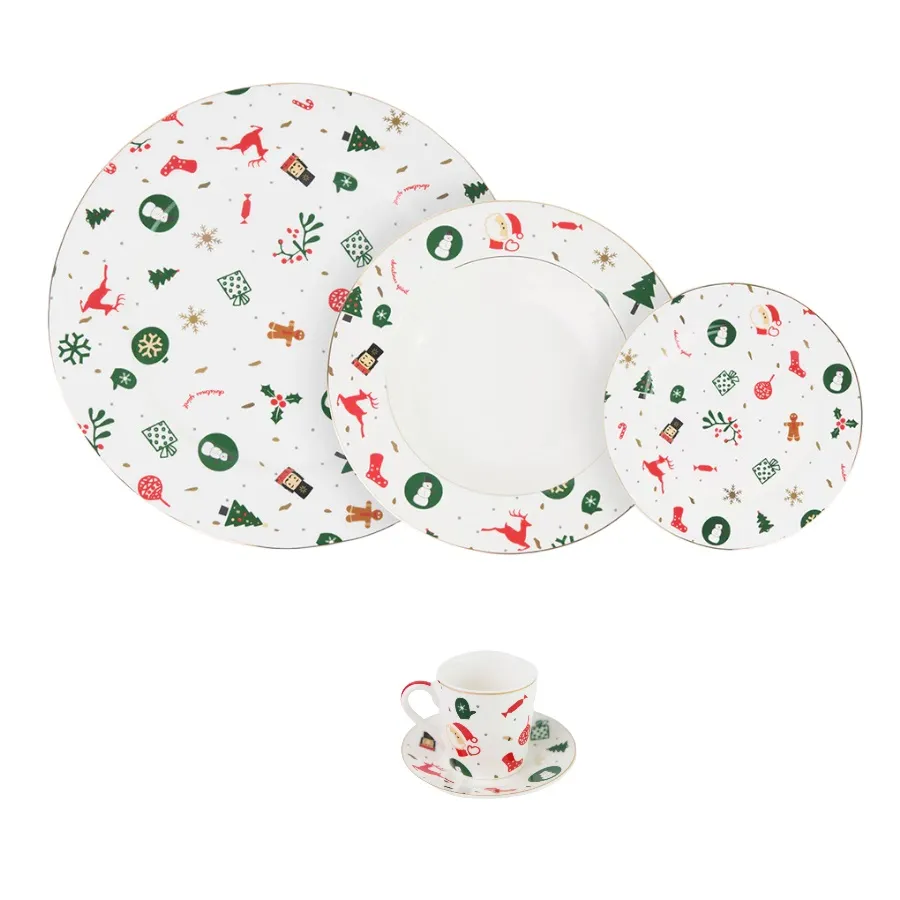 Christmas Dinnerware and Coffee Service Set 50 Pieces Villa Altachiara