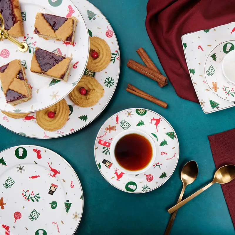 Christmas Dinnerware and Coffee Service Set 50 Pieces Villa Altachiara