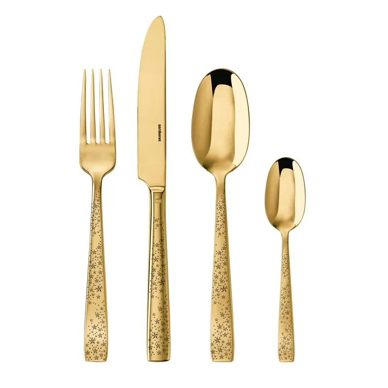 Limited Edition Christmas Comet Gold Flatware Set 24 Pieces Sambonet