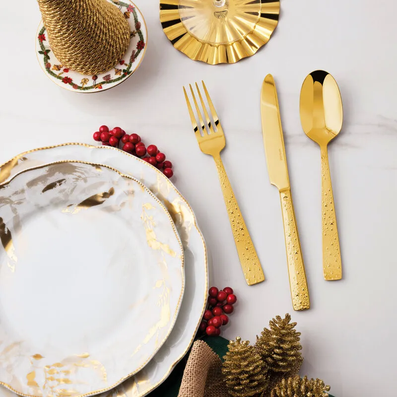 Limited Edition Christmas Comet Gold Flatware Set 24 Pieces Sambonet