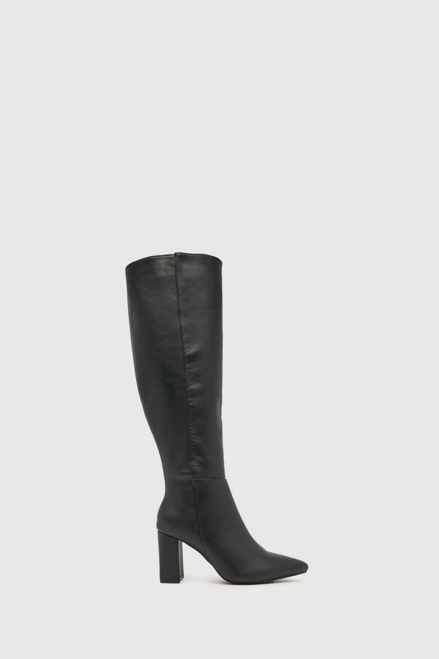 Shoe - Dua - Black knee-high boots with chunky heel