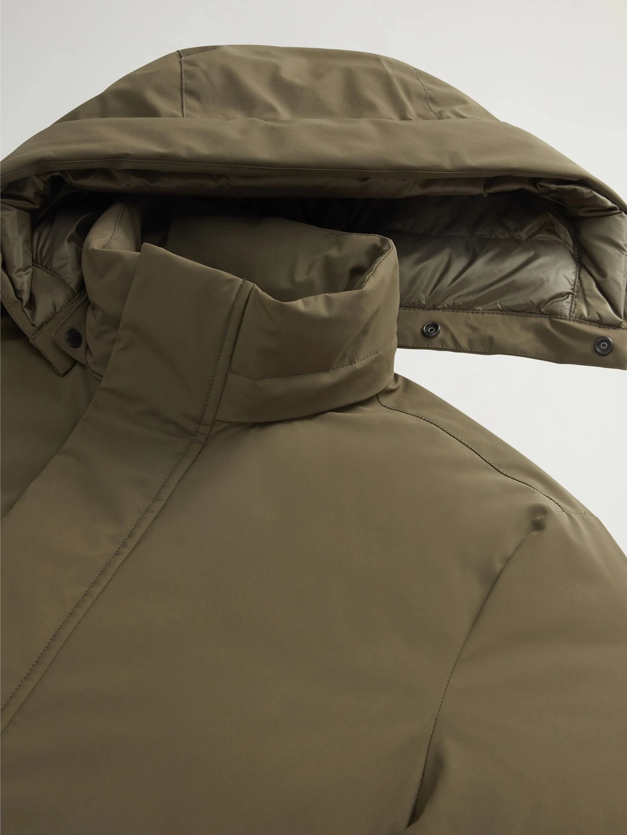 Short Green Stretch Fabric Parka