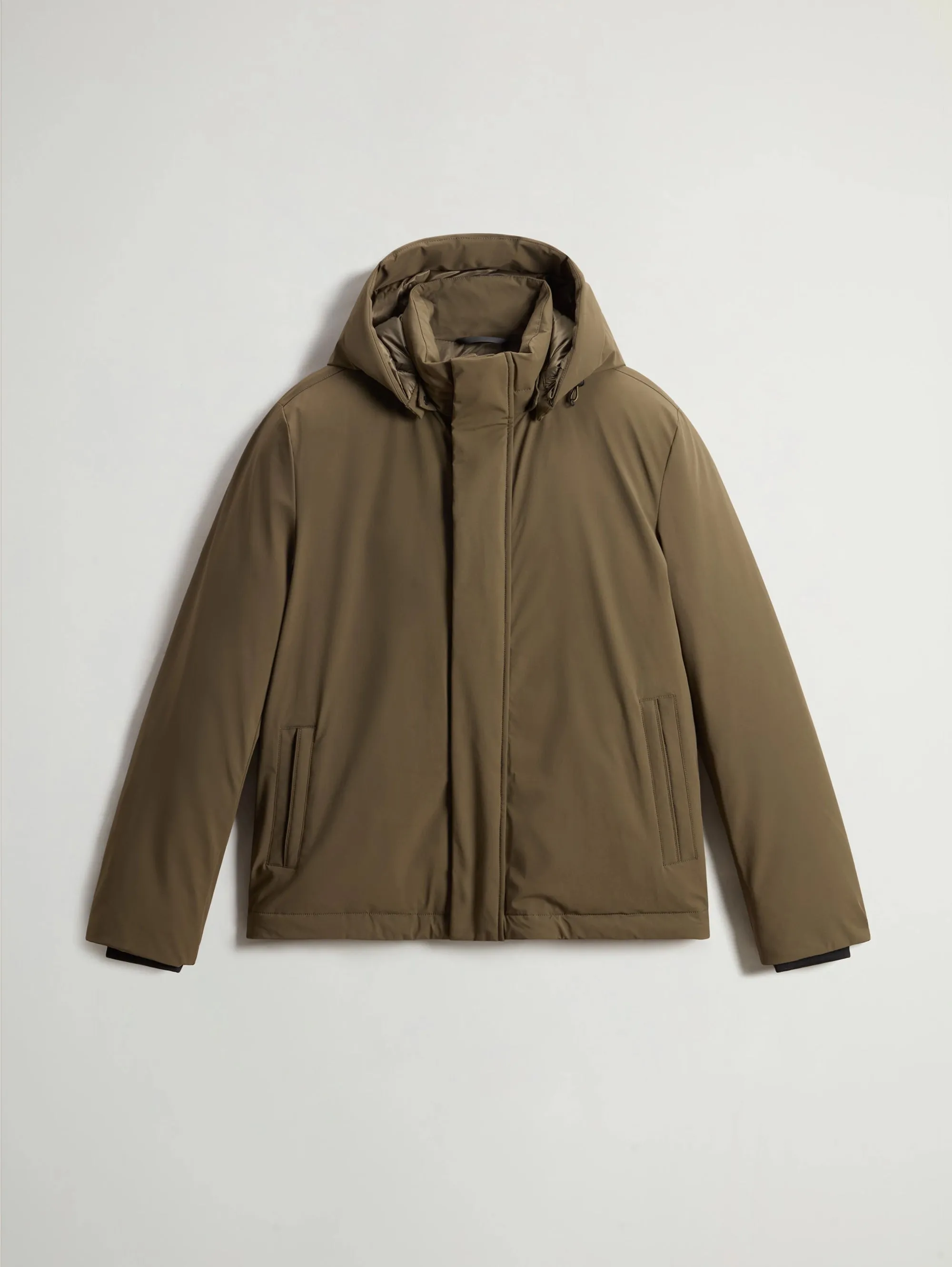 Short Green Stretch Fabric Parka